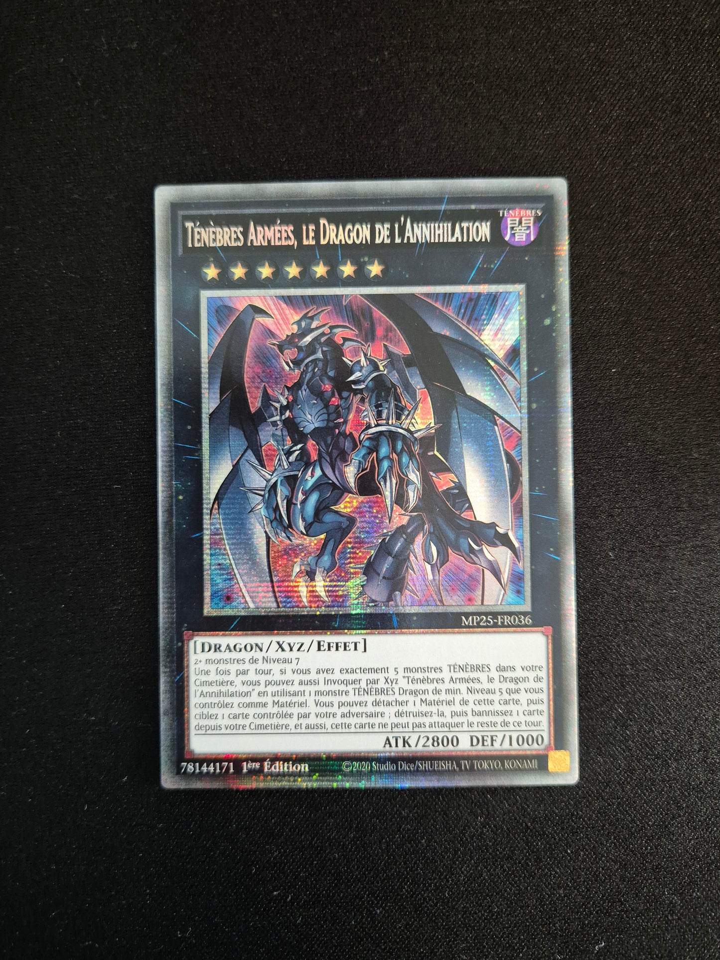 Carte Yu-Gi-Oh! Ténèbres Armées Le Dragon de l'Annihilation MP25-FR036 Starlight Rare
