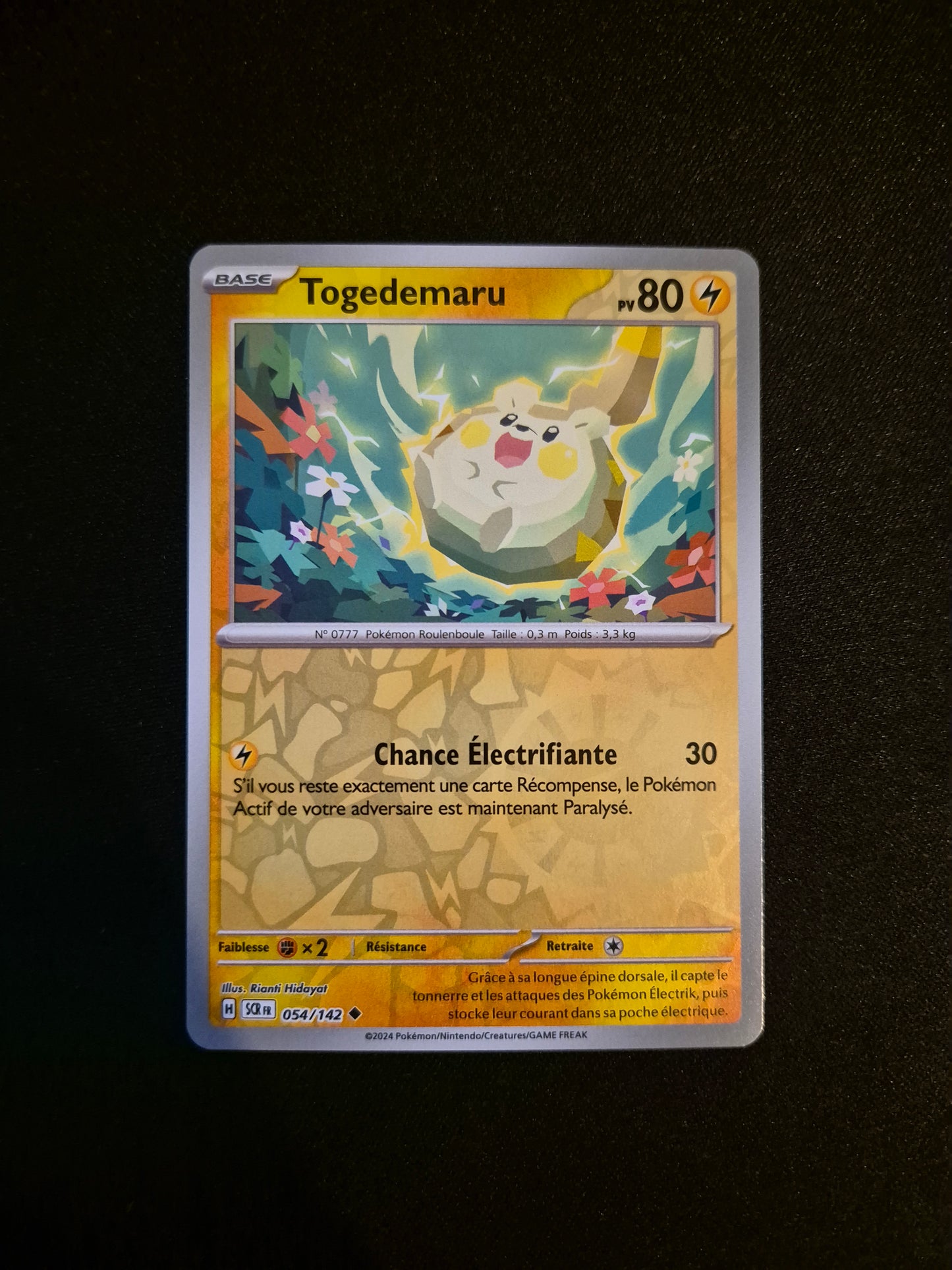 Carte Pokémon Togedemaru Reverse 054/142 SCR EV07 Couronne Stellaire