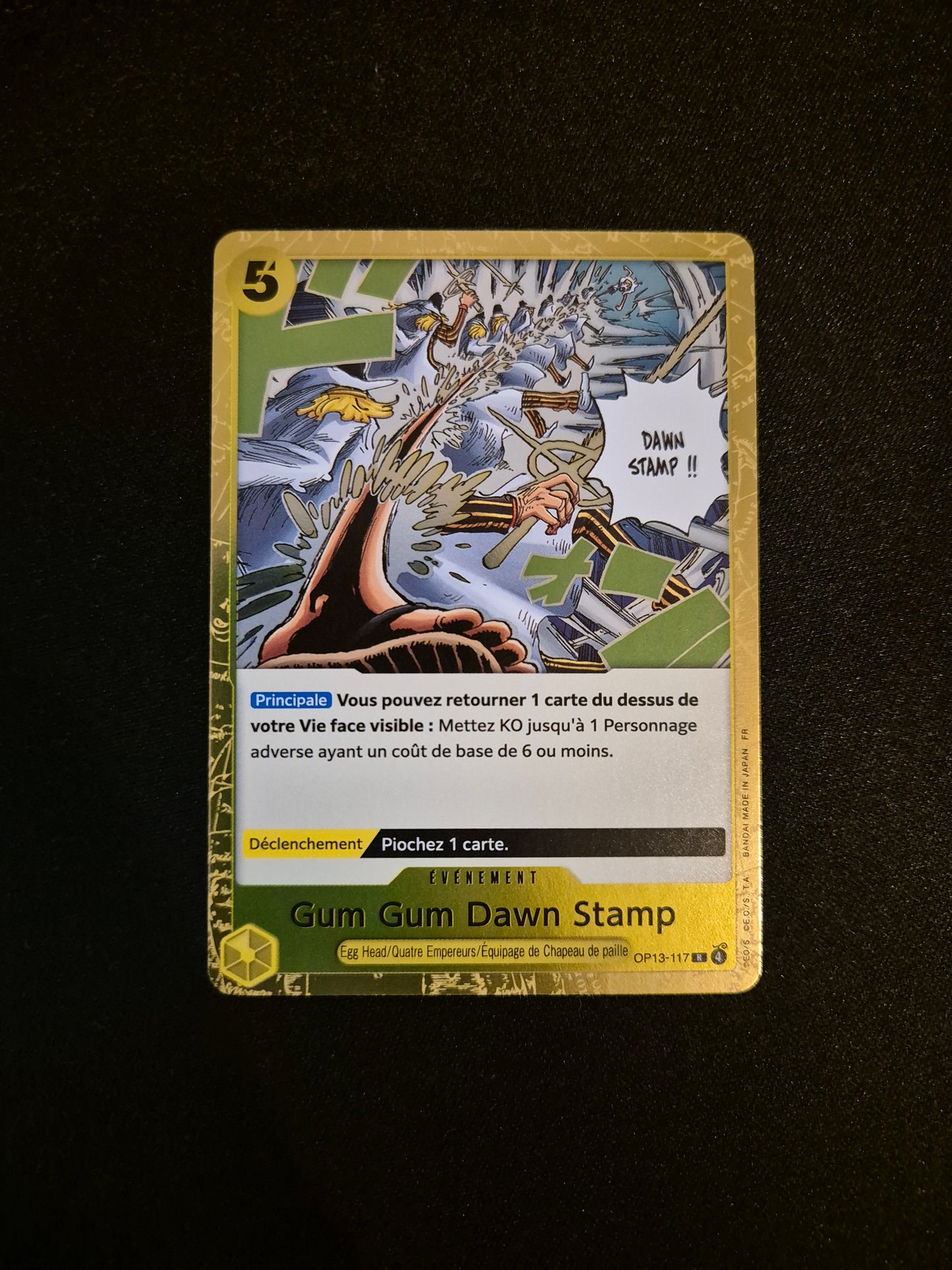 Carte One Piece OP13-117 R Gum gum Dawn Stamp Foil