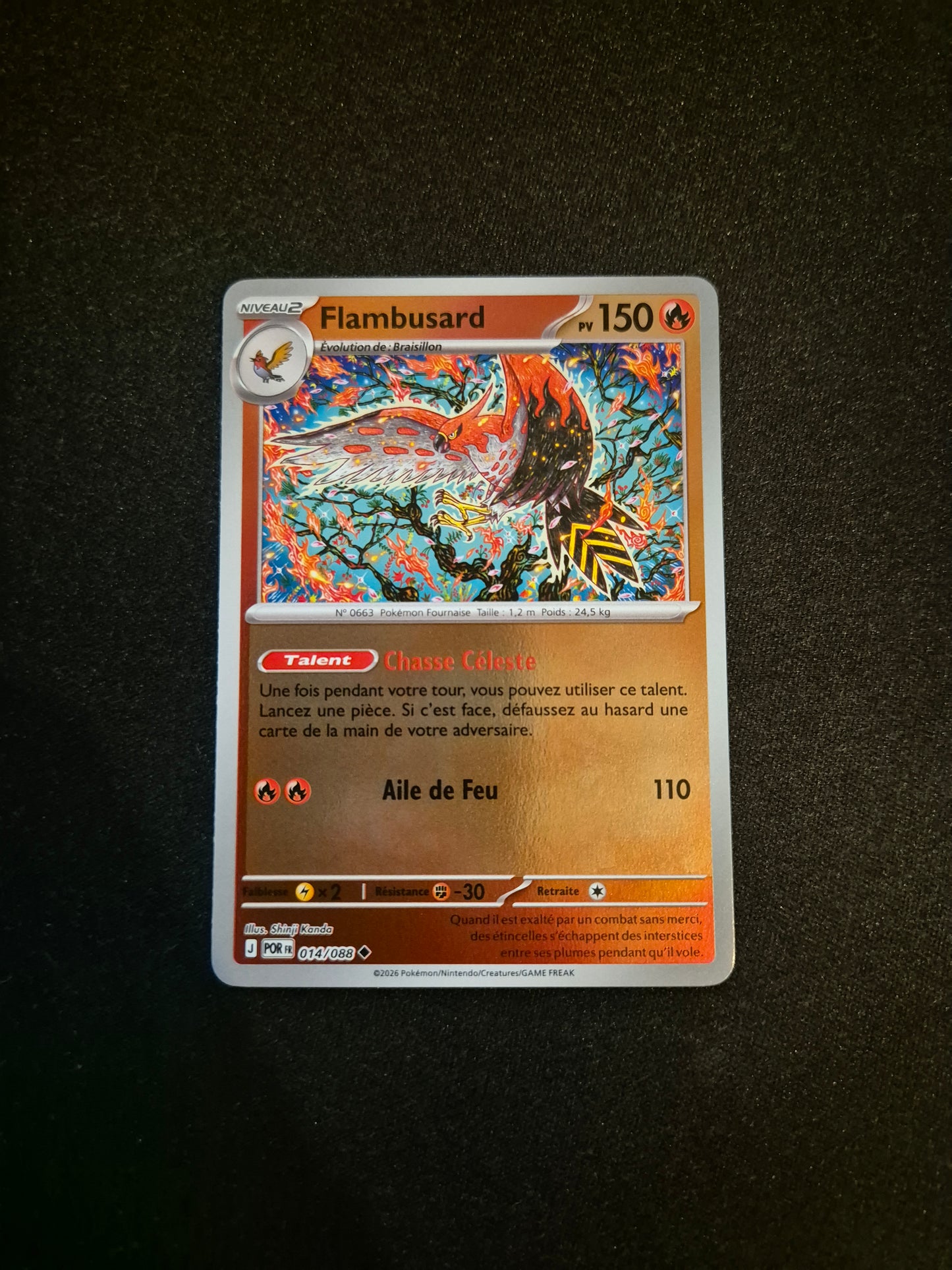 Carte Pokémon Flambusard Reverse 014/088 ME03 Equilibre Parfait
