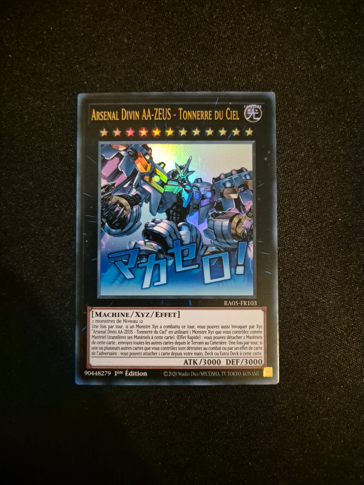 Carte Yu-Gi-Oh! Arsenal Divin AA-Zeus Tonnerre du Ciel ALT Stamped Ultra Rare RA05-FR103