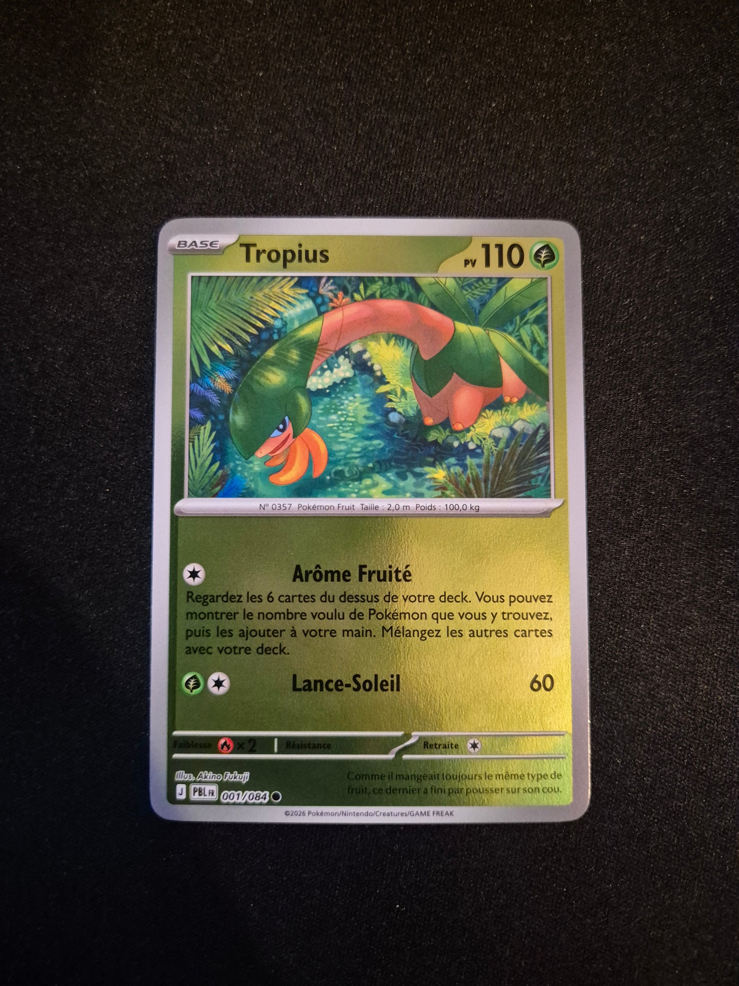 Carte Pokémon Tropius Reverse 001/084 ME05 Nuit Noire