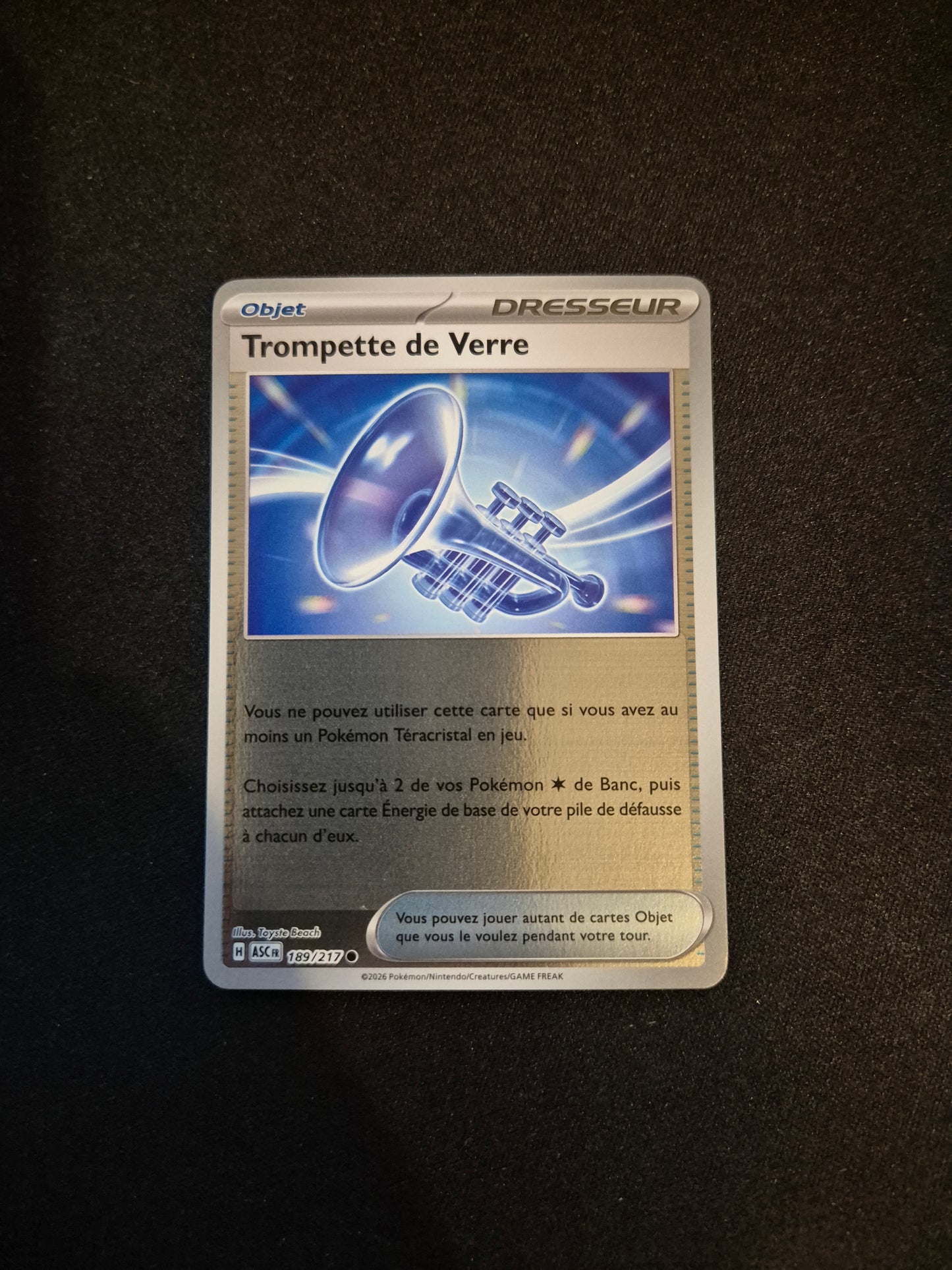 Carte Pokémon Trompette de Verre Reverse 189/217 ME2.5 Héros Transcendants