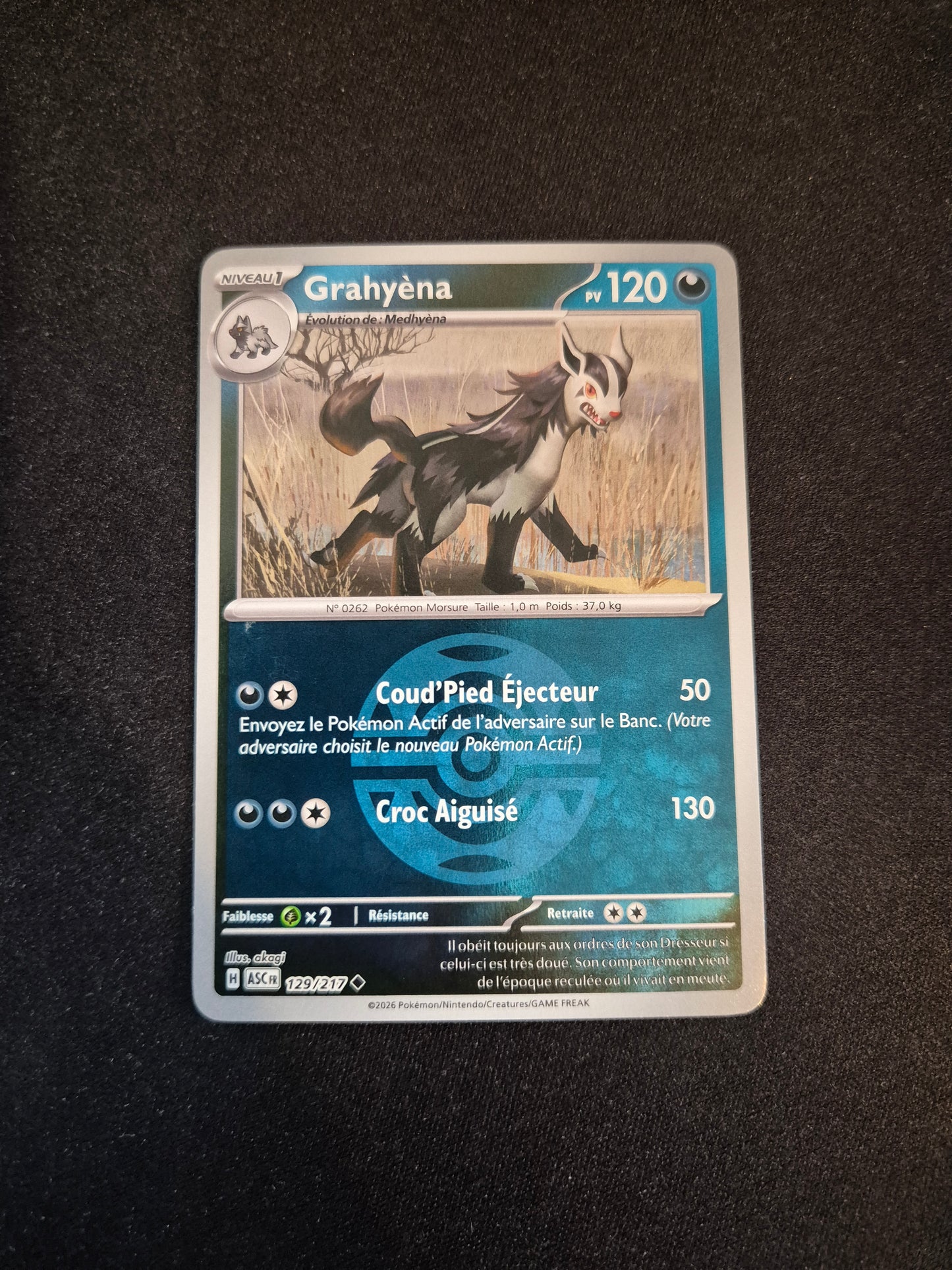 Carte Pokémon Grahyèna Reverse Pokéball 129/217 ME2.5 Héros Transcendants