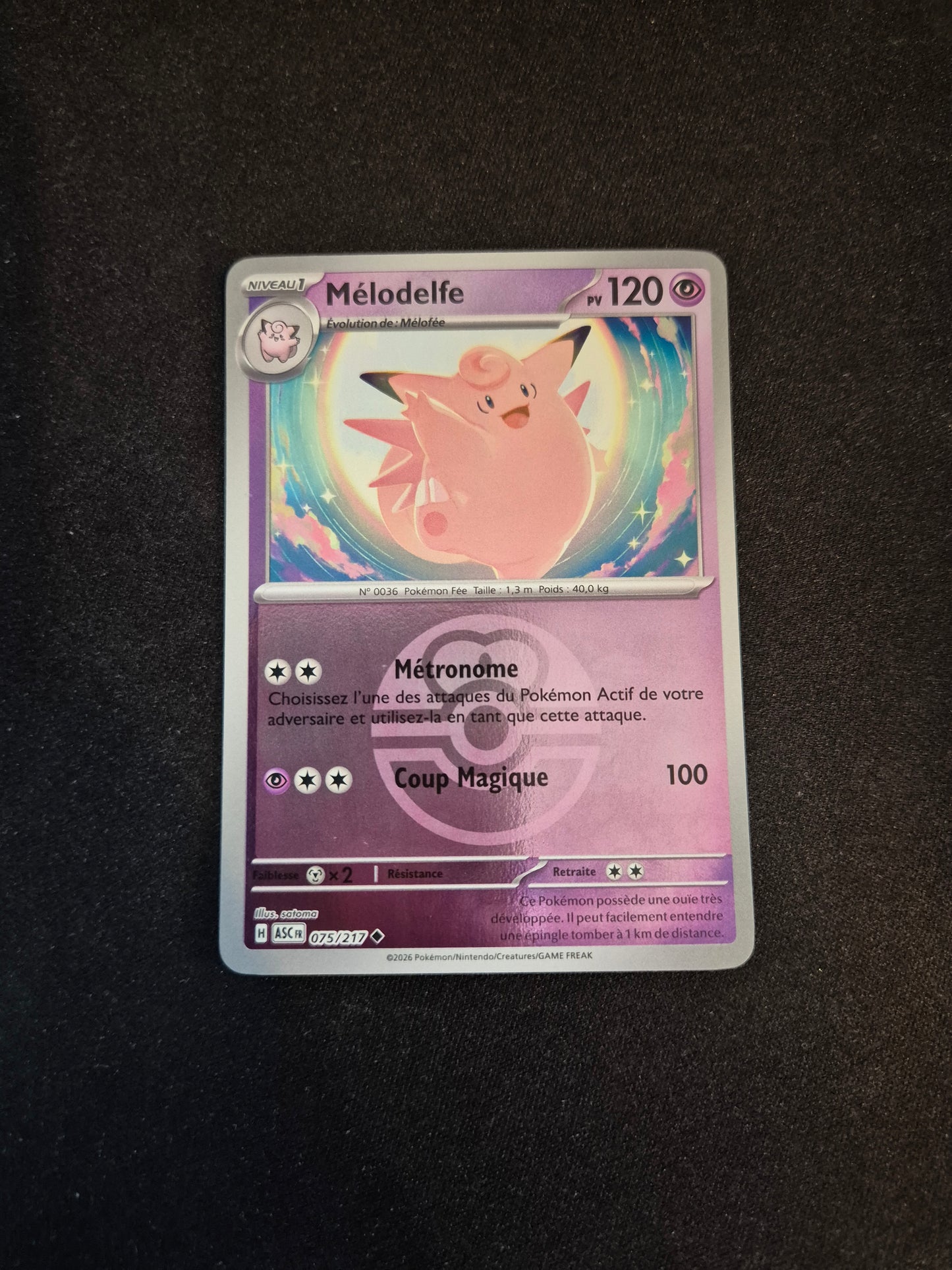 Carte Pokémon Mélodelfe Reverse Pokéball 075/217 ME2.5 Héros Transcendants