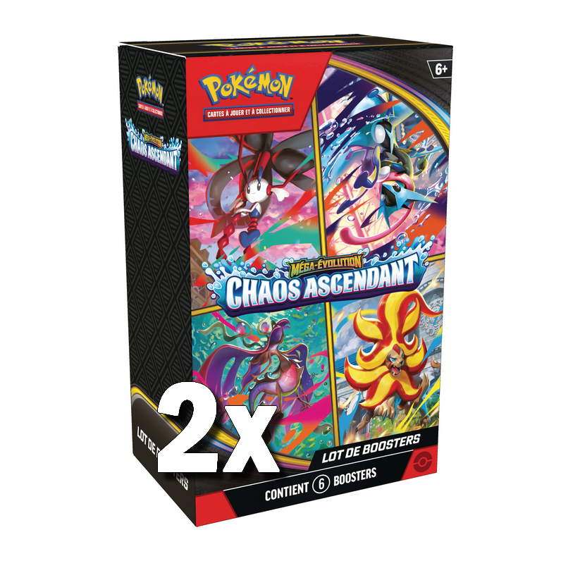 2x Pokémon JCC : Bundle 6 boosters ME04 Méga-Évolution Chaos Ascendant - FR