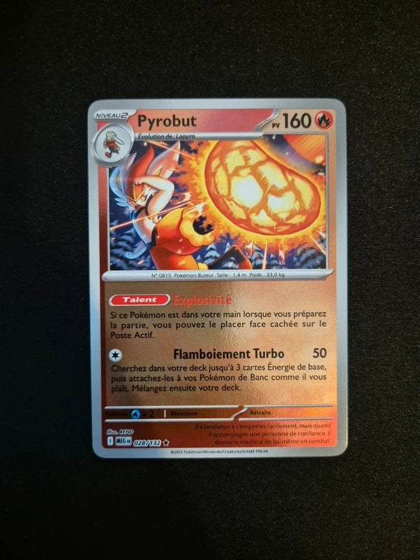 Carte Pokémon Pyrobut Holo Reverse 028/132 ME01 Méga-Évolution
