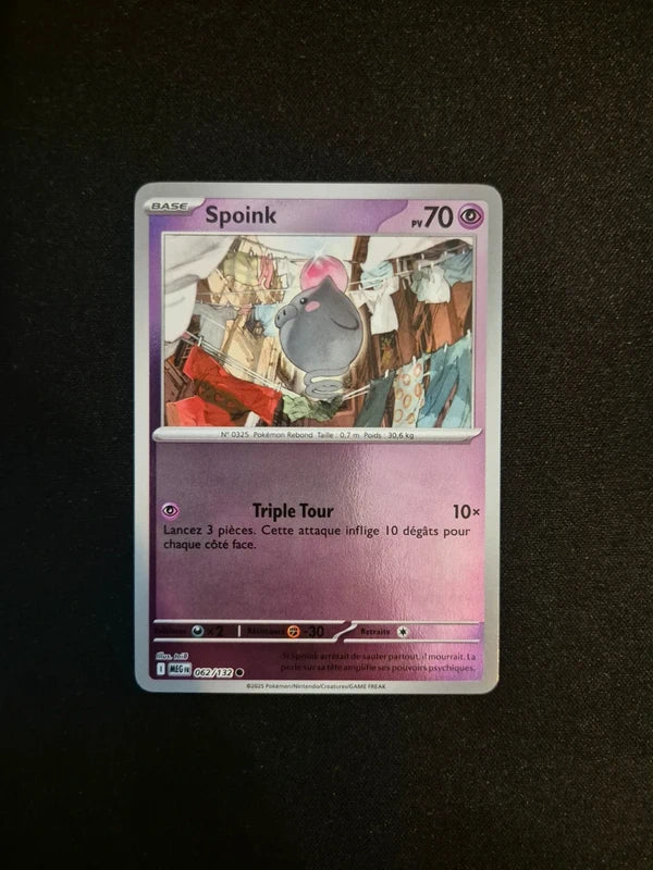 Carte Pokémon Spoink Holo Reverse 062/132 ME01 Méga-Évolution