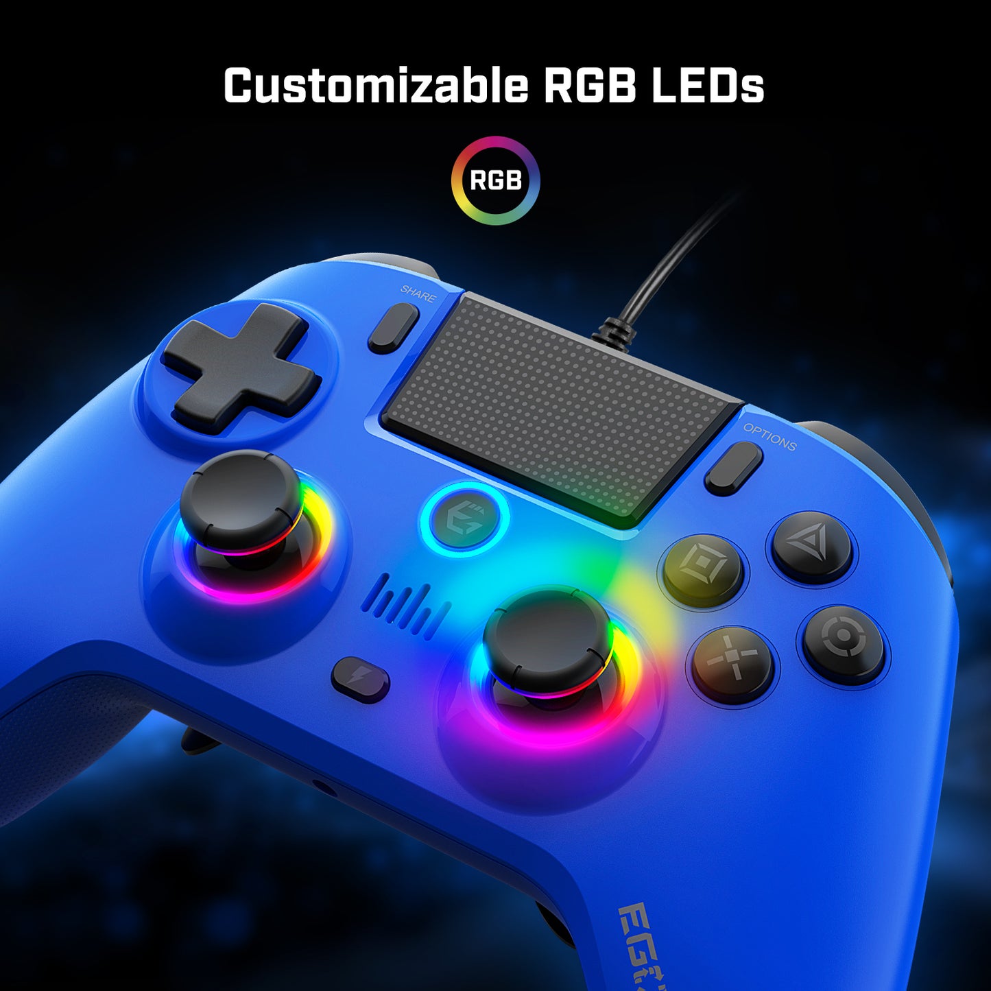 EgoGear Manette filaire SC10 Bleue pour PS4, PS3 et PC