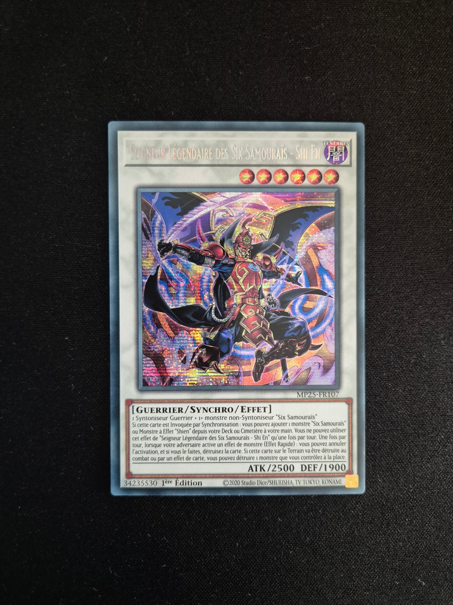 Carte Yu-Gi-Oh! Seigneur Légendaire des Six Samourais - Shi En MP25-FR107 Prismatique Secret Rare
