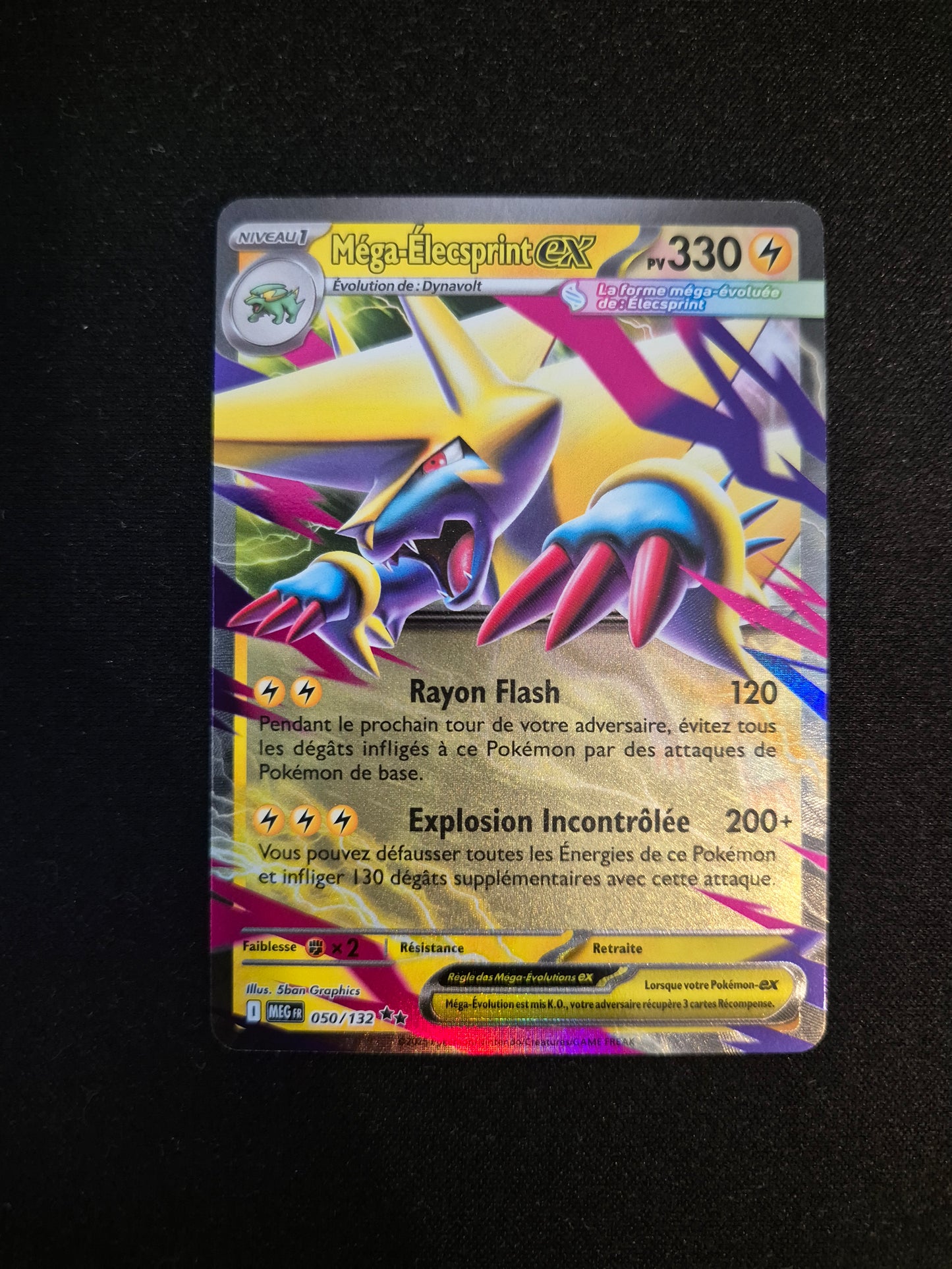 Carte Pokémon Méga-Élecsprint EX 050/132 ME01 Méga-Évolution