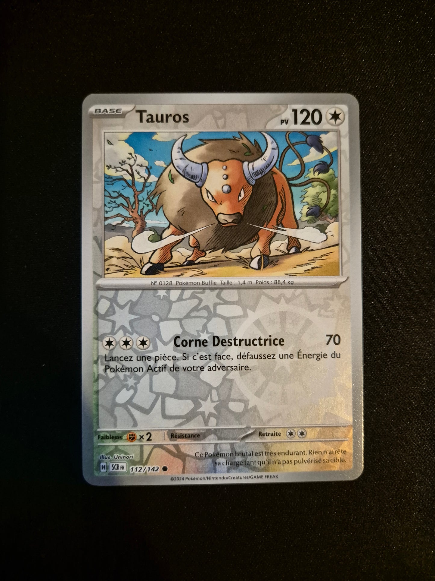 Carte Pokémon Tauros Reverse 112/142 SCR EV07 Couronne Stellaire