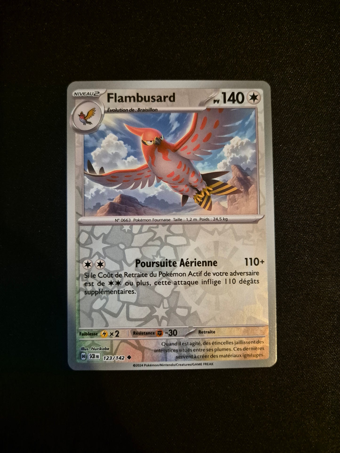 Carte Pokémon Flambusard Reverse 123/142 SCR EV07 Couronne Stellaire