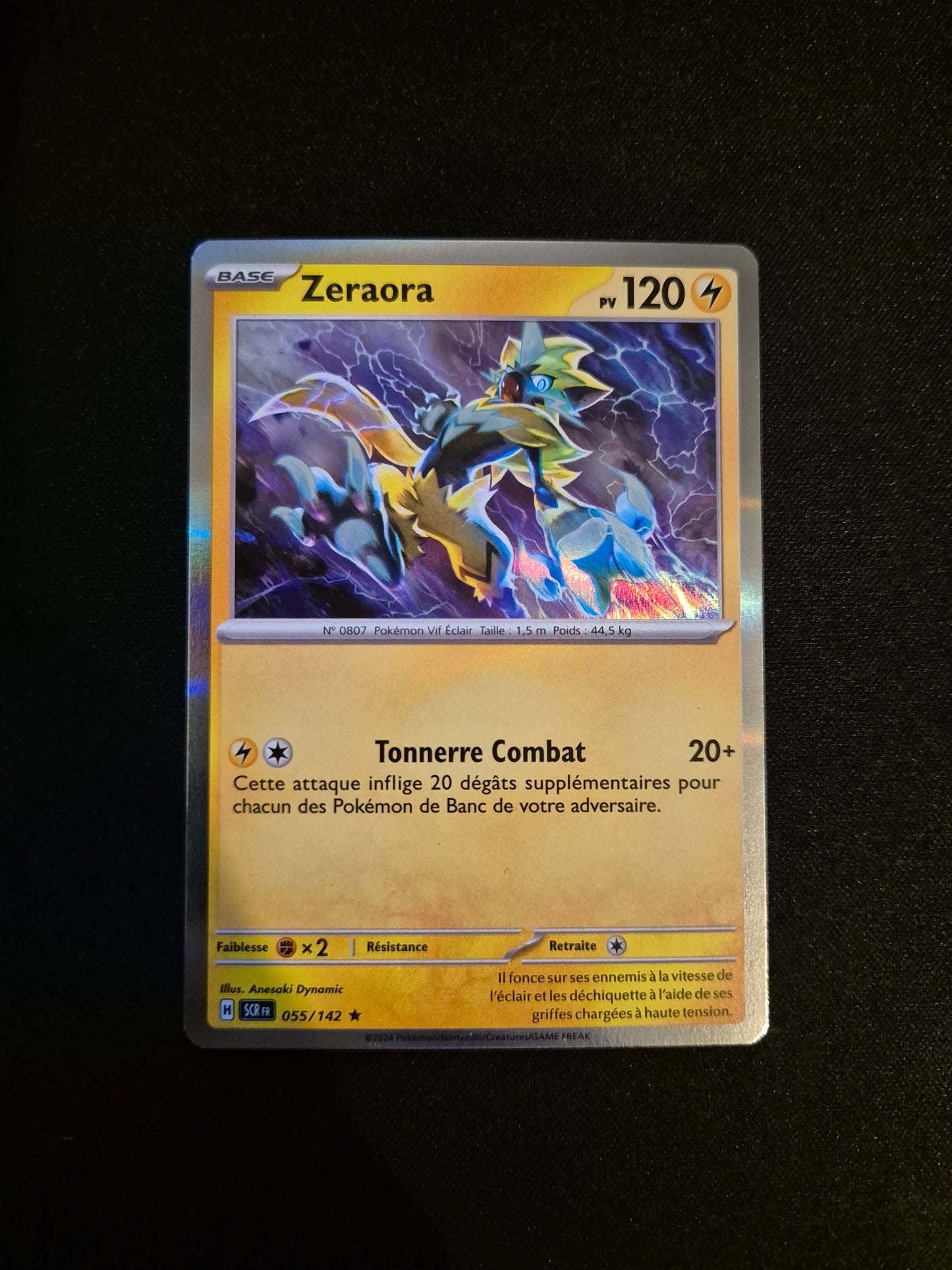 Carte Pokémon Zeraora Holo 055/142 SCR EV07 Courrone Stellaire