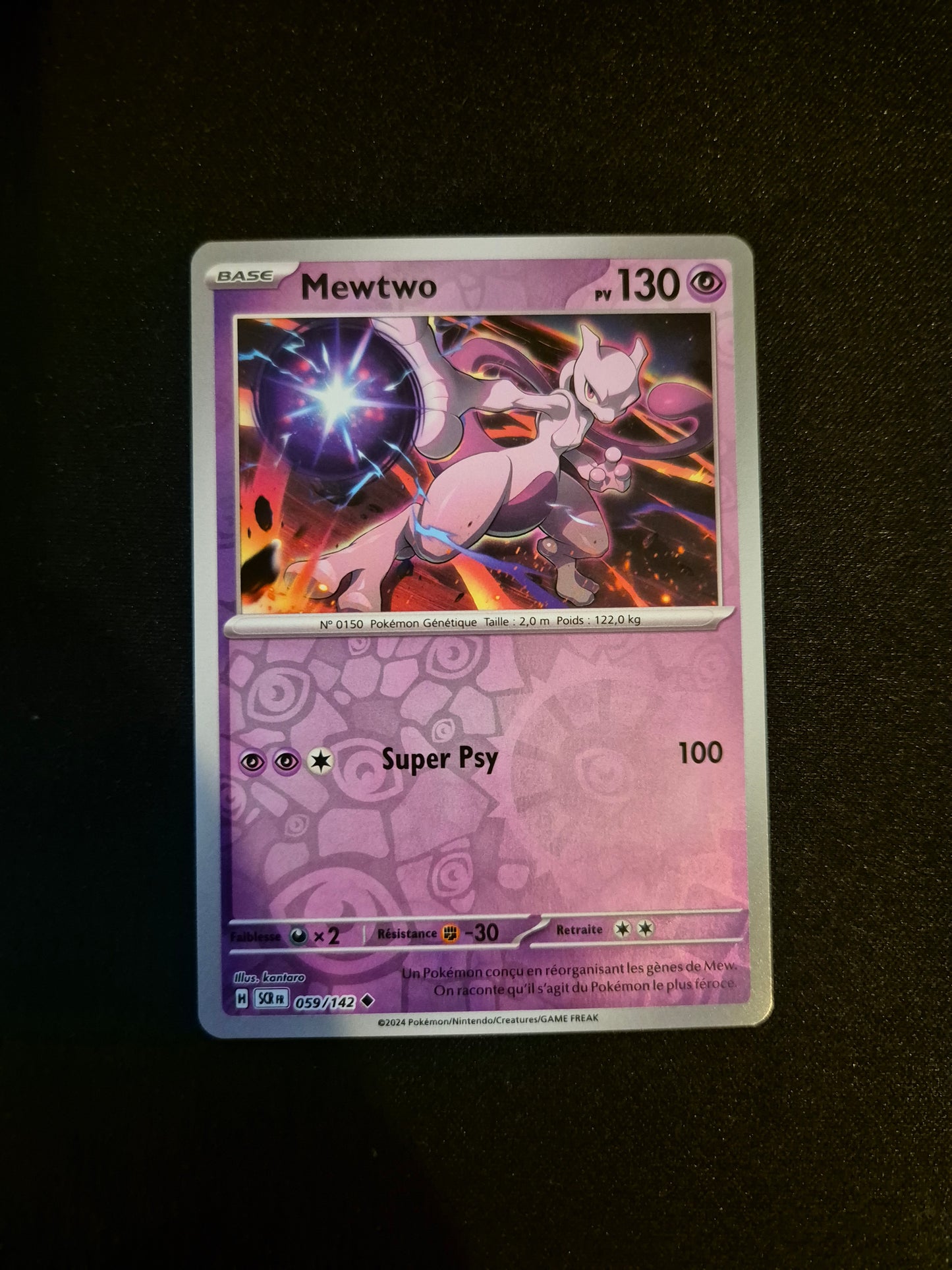 Carte Pokémon Mewtwo Reverse 059/142 SCR EV07 Courrone Stellaire