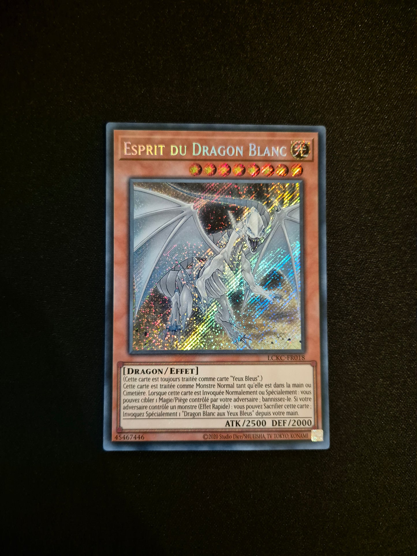 Carte Yu-Gi-Oh! Esprit du Dragon Blanc Secret Rare LCKC-FR018