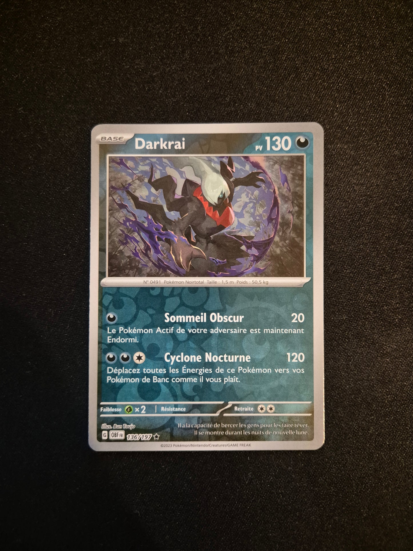 Carte Pokémon Darkrai Reverse 136/197 EV03 Flammes Obsidiennes