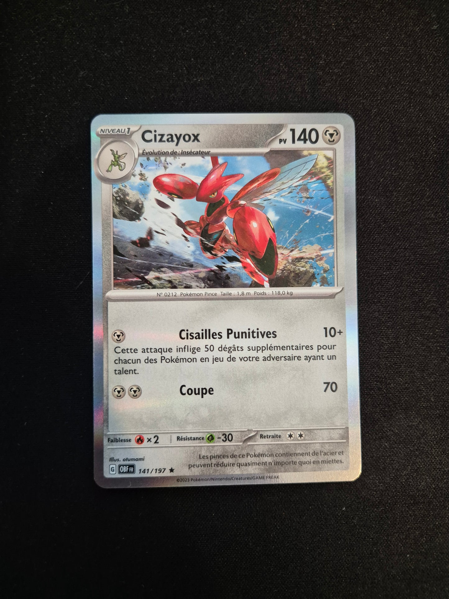 Carte Pokémon Cizayox Holo 141/197 EV03 Flammes Obsidiennes