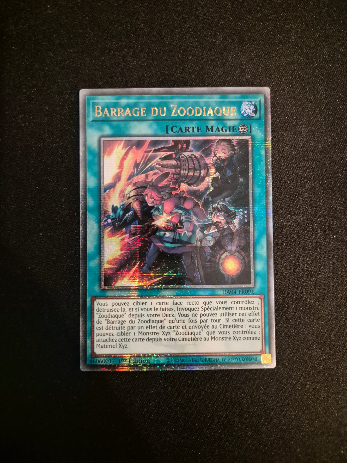 Carte Yu-Gi-Oh! Barrage du Zoodiaque Quarter Century Secret Rare RA04-FR091