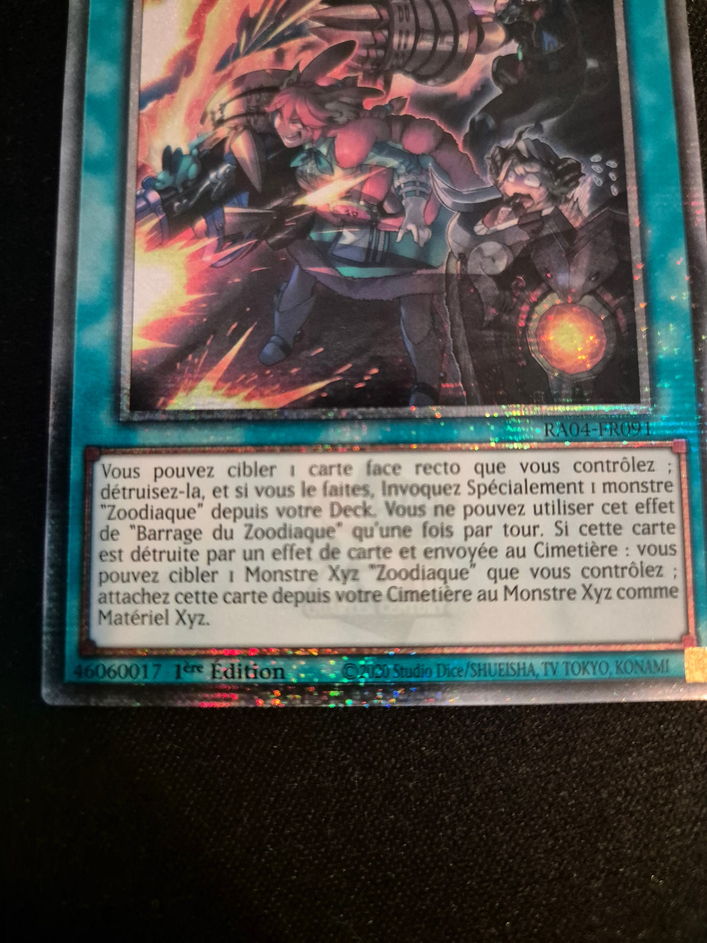 Carte Yu-Gi-Oh! Barrage du Zoodiaque Quarter Century Secret Rare RA04-FR091