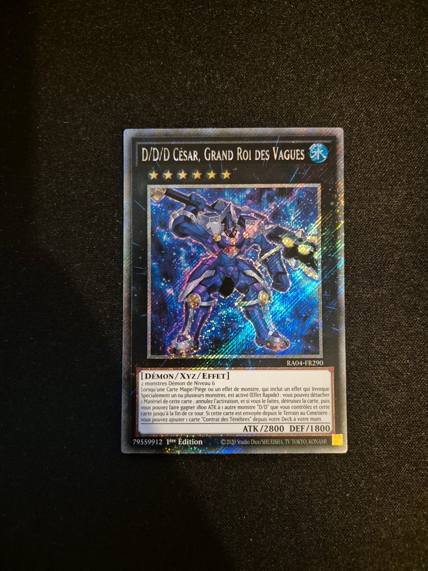 Carte Yu-Gi-Oh! D/D/D César Grand Roi des Vagues Platinum Secret Rare RA04-FR290