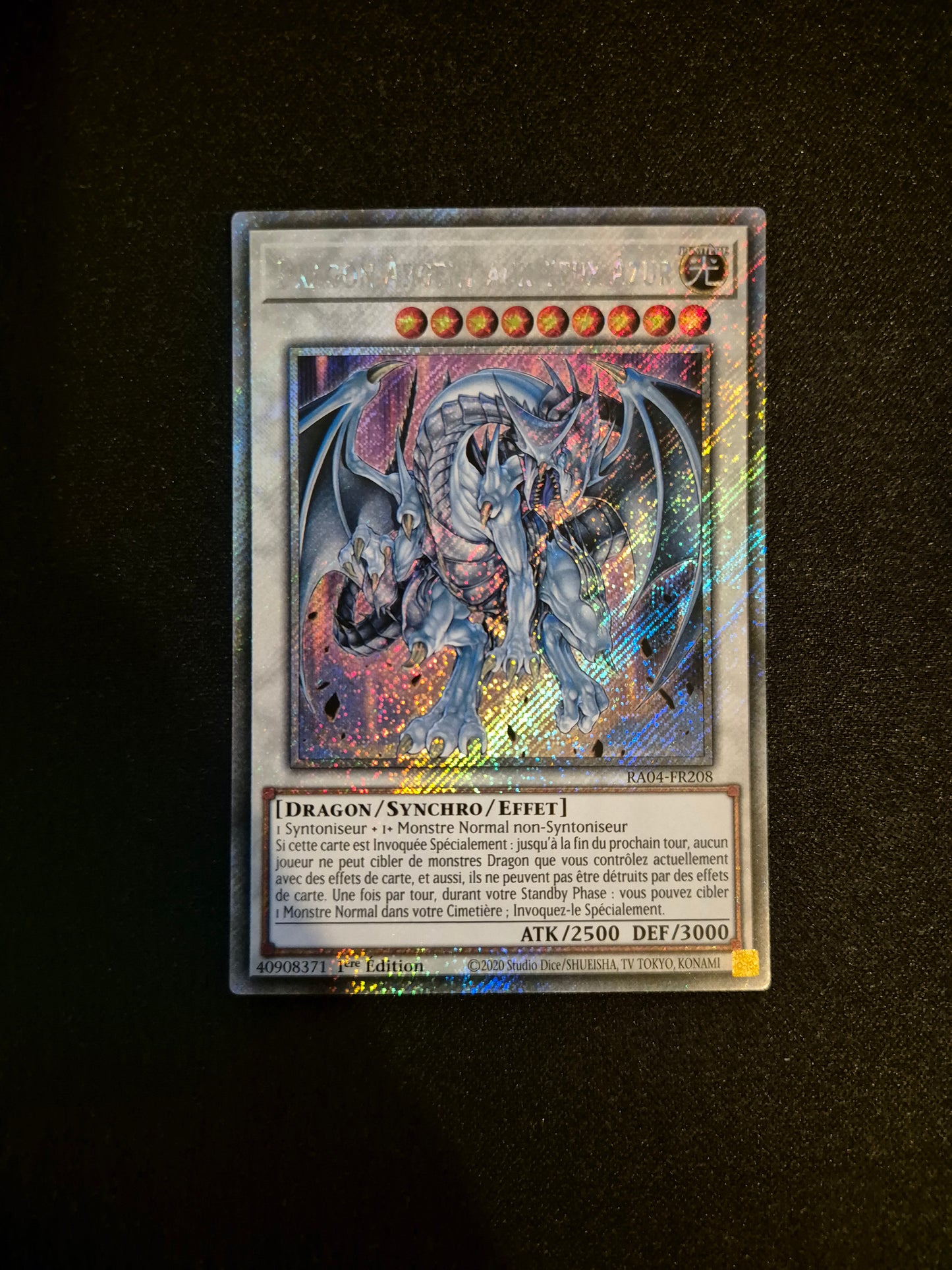 Carte Yu-Gi-Oh! Dragon Argent Aux Yeux Azur Platinum Secret Rare RA04-FR208