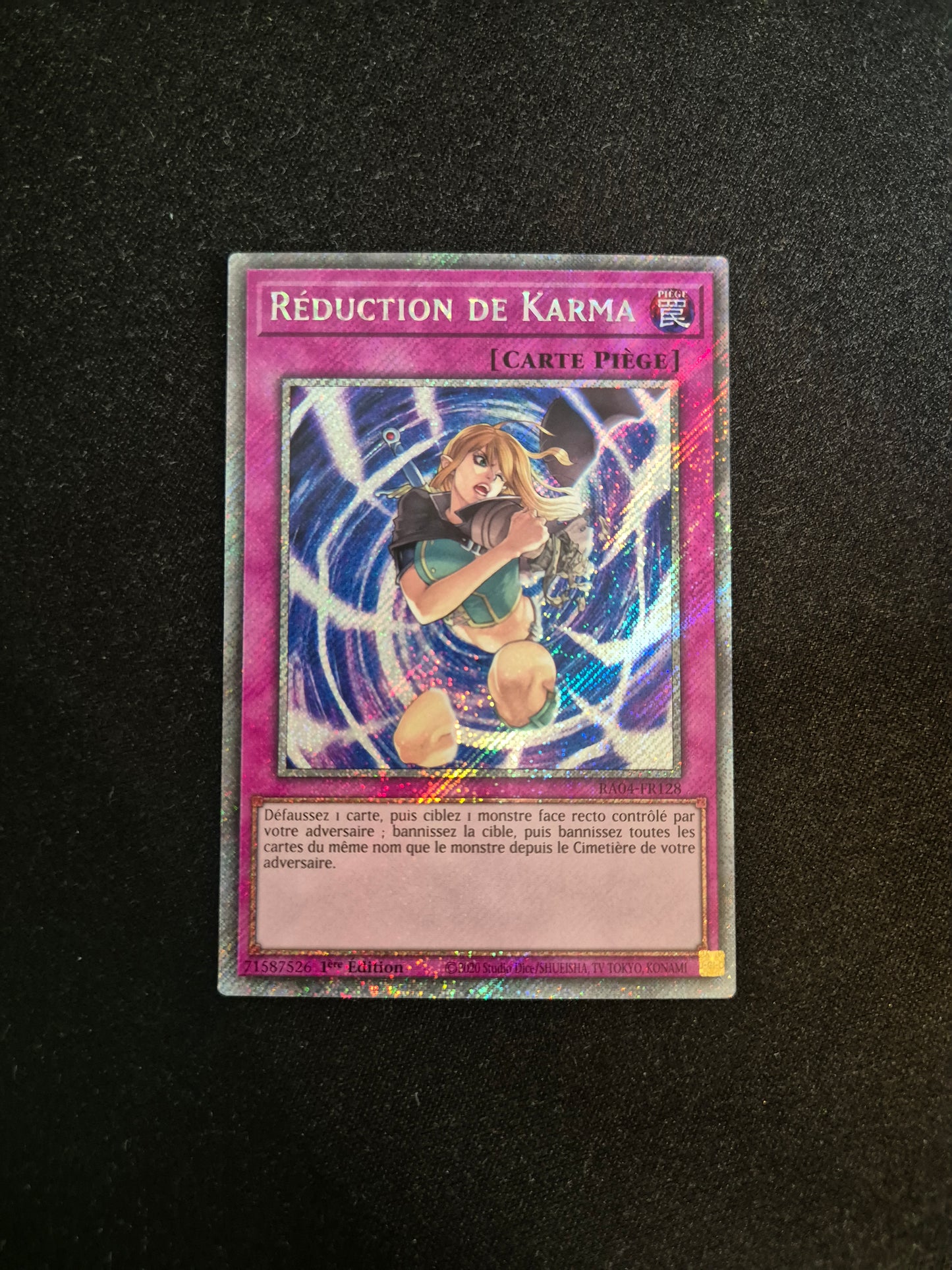 Carte Yu-Gi-Oh! Réduction de Karma Platinum Secret Rare RA04-FR128