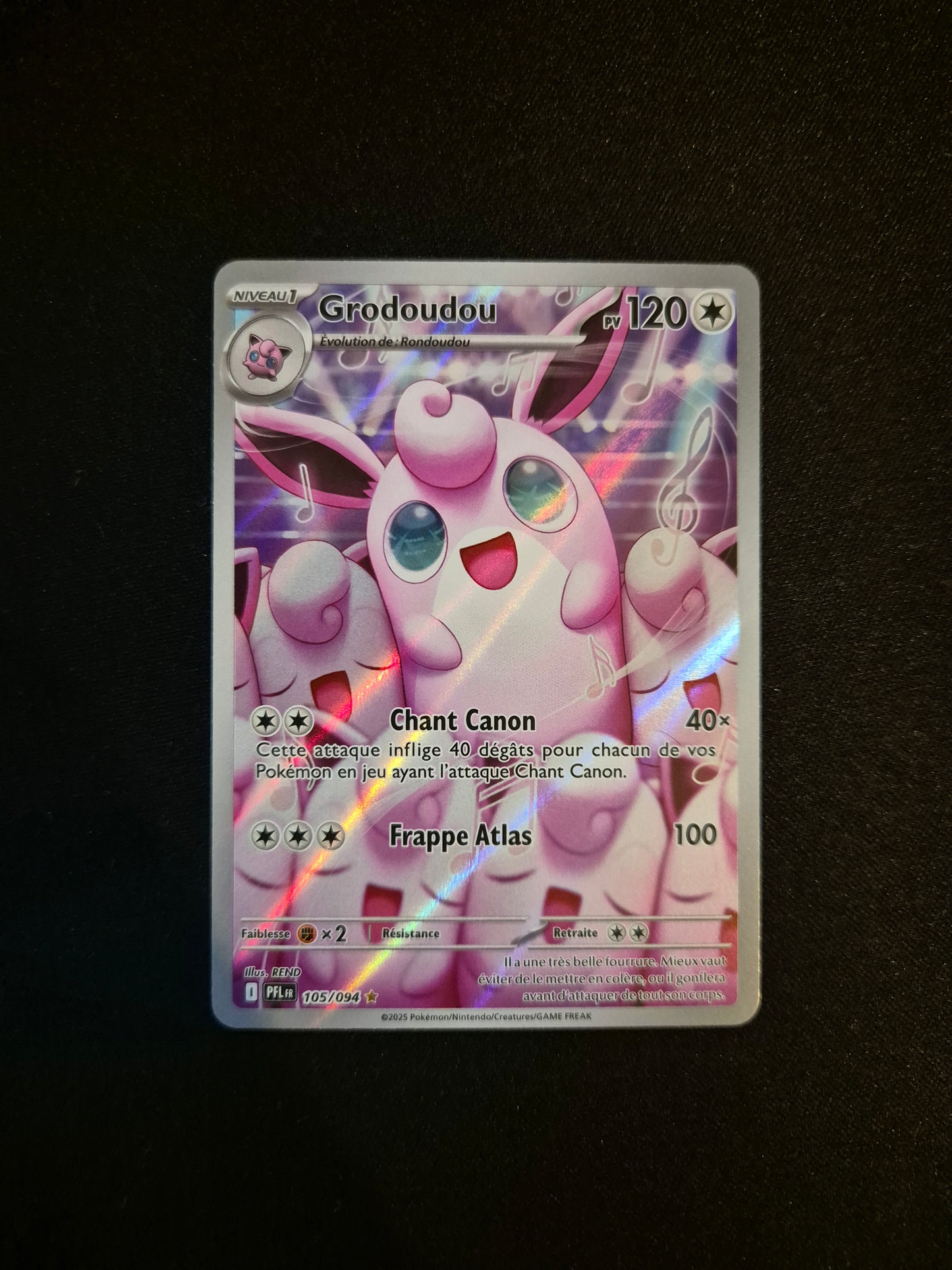 Carte Pokémon Grodoudou Art Rare AR 105/094 ME02 Flammes Fantasmagoriques