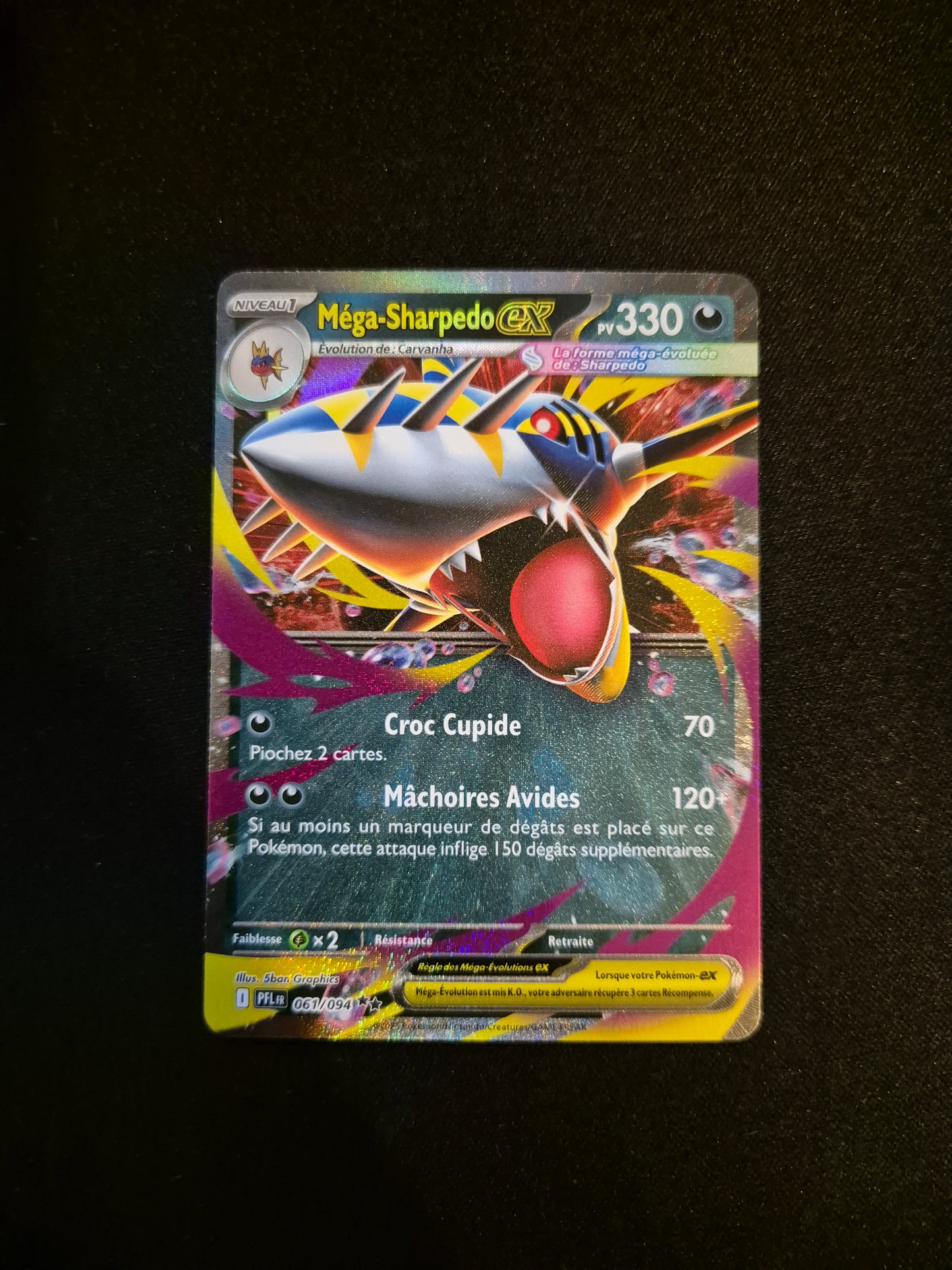 Carte Pokémon Méga-Sharpedo EX 061/094 ME02 Flammes Fantasmagoriques