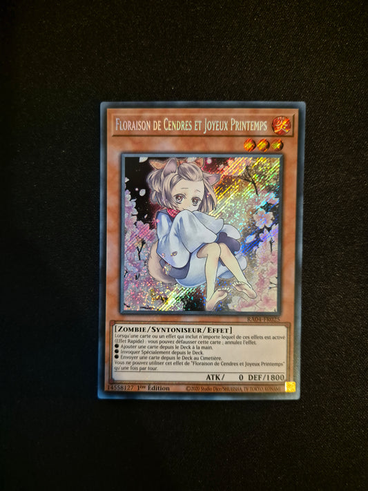 Carte Yu-Gi-Oh! Floraison de Cendres et Joyeux Printemps Secret Rare RA04-FR025