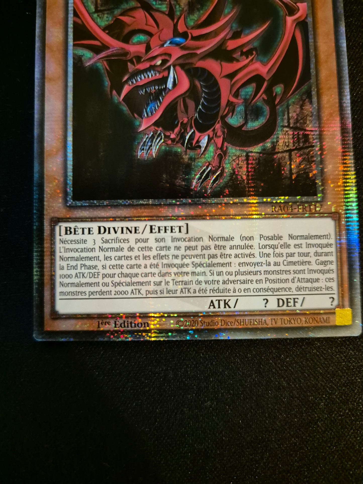 Carte Yu-Gi-Oh! Slifer Le Dragon Celeste Quarter Century Secret Rare RA04-FR117