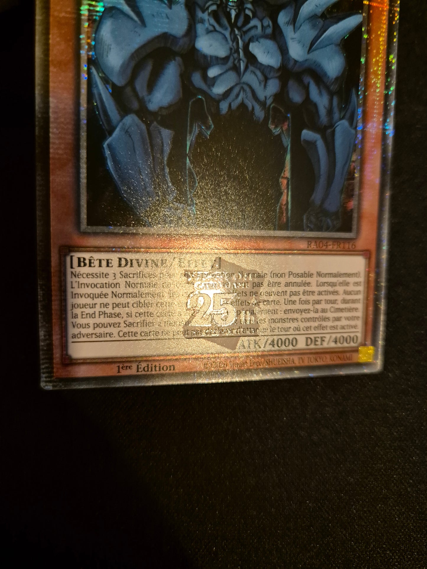 Carte Yu-Gi-Oh! Obelisk Quarter Century Secret Rare RA04-FR116
