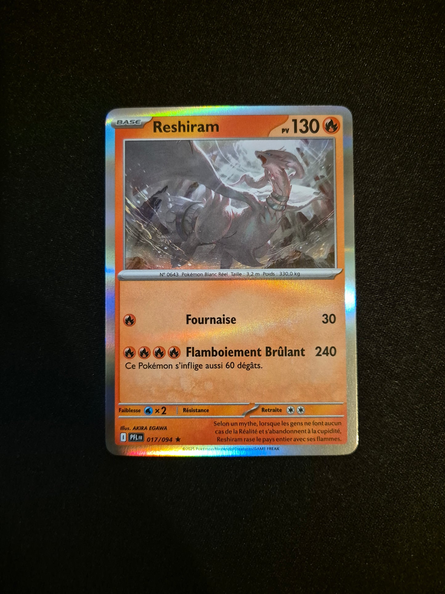 Carte Pokémon Reshiram Holo 017/094 ME02 Flammes Fantasmagoriques