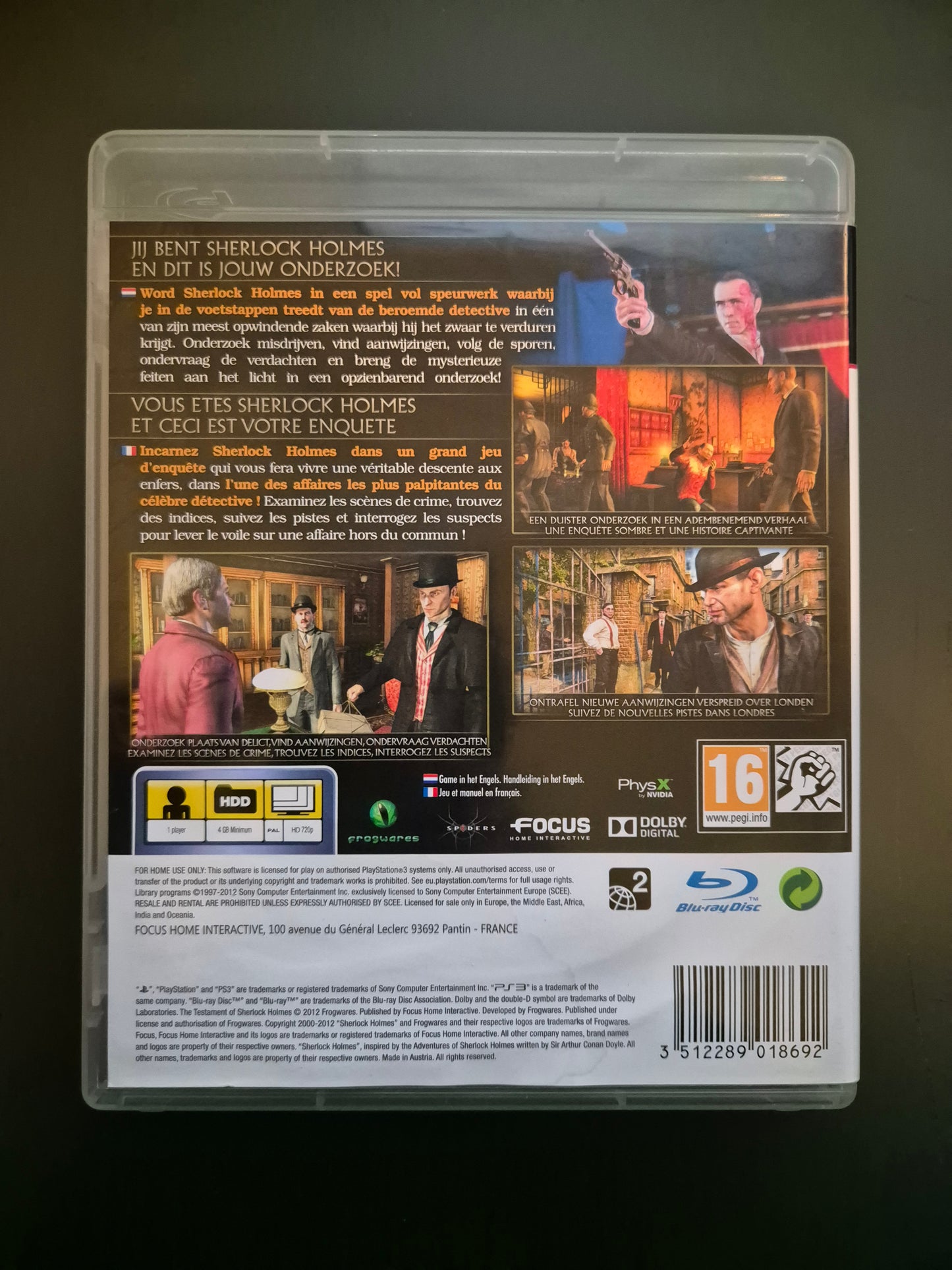 The Testament of Sherlock Holmes Playstation 3 PS3 PAL FR - Occasion