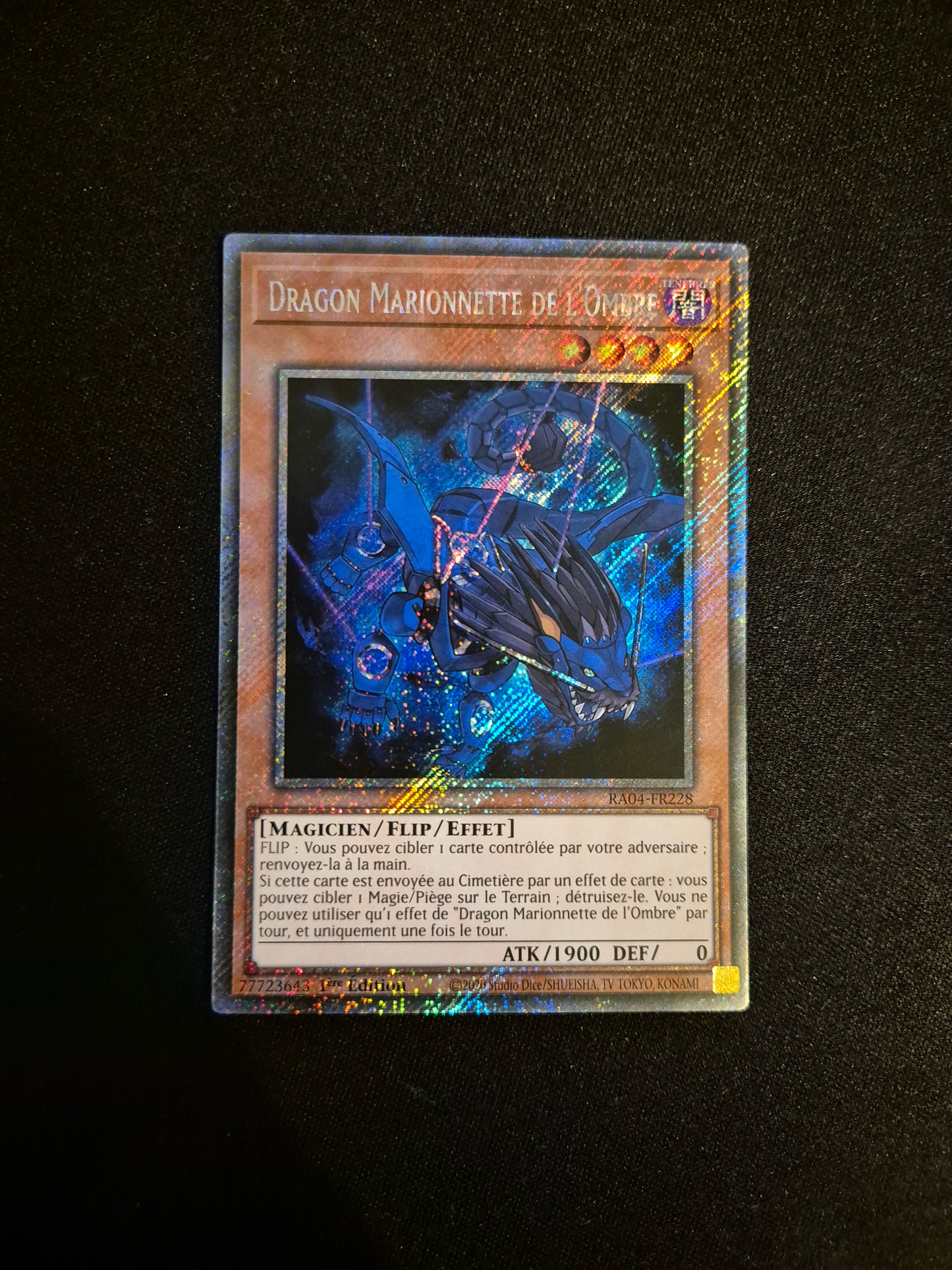 Carte Yu-Gi-Oh! Dragon Marionnette de l'Ombre Platinum Secret Rare RA04-FR228