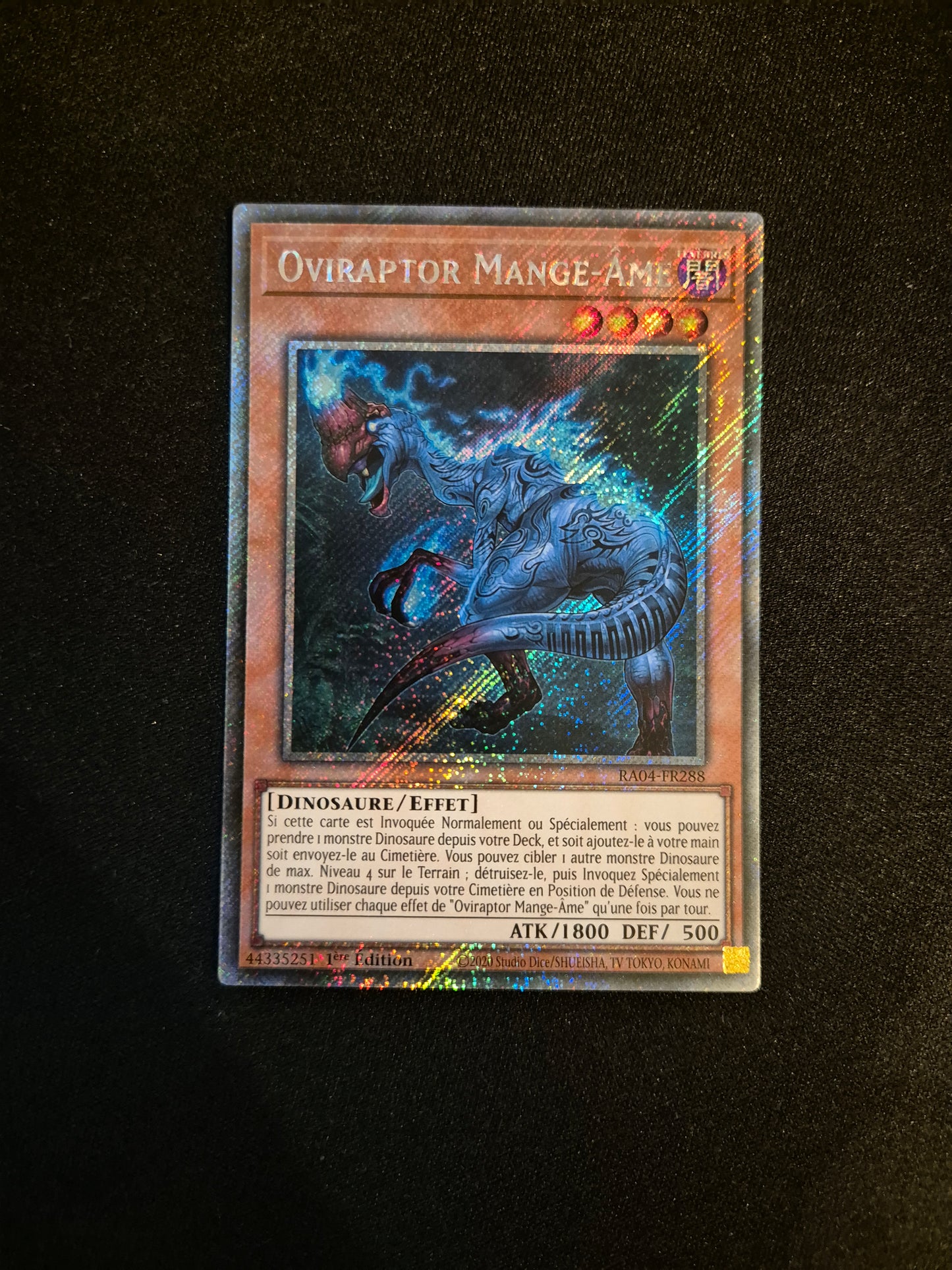 Carte Yu-Gi-Oh! Oviraptor Mange Ame Platinum Secret Rare RA04-FR288