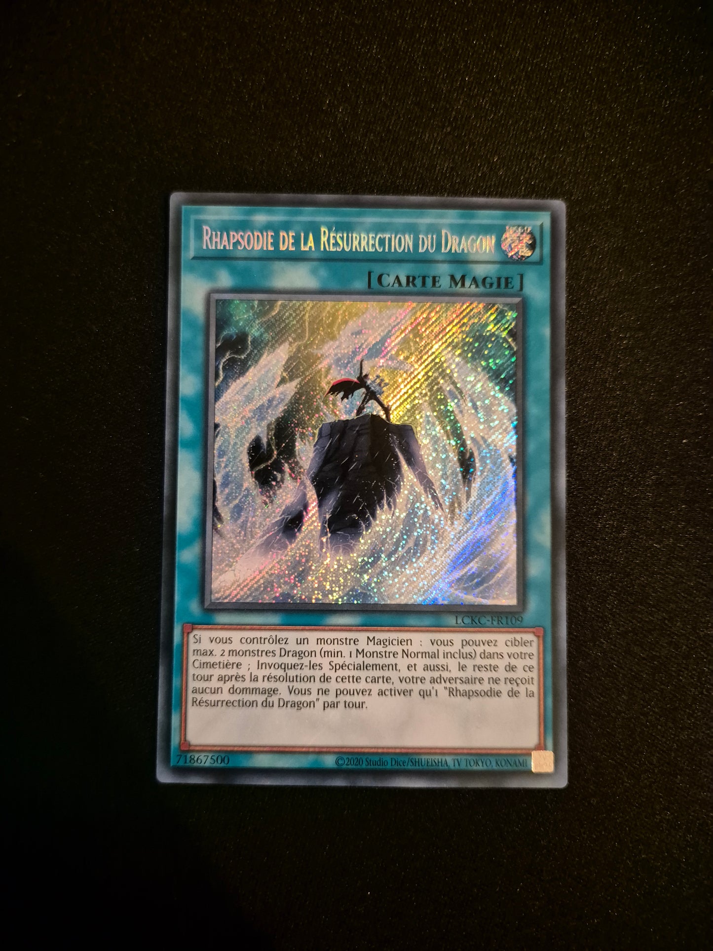 Carte Yu-Gi-Oh! Rhapsodie de la Résurrection du Dragon Secret Rare LCKC-FR109