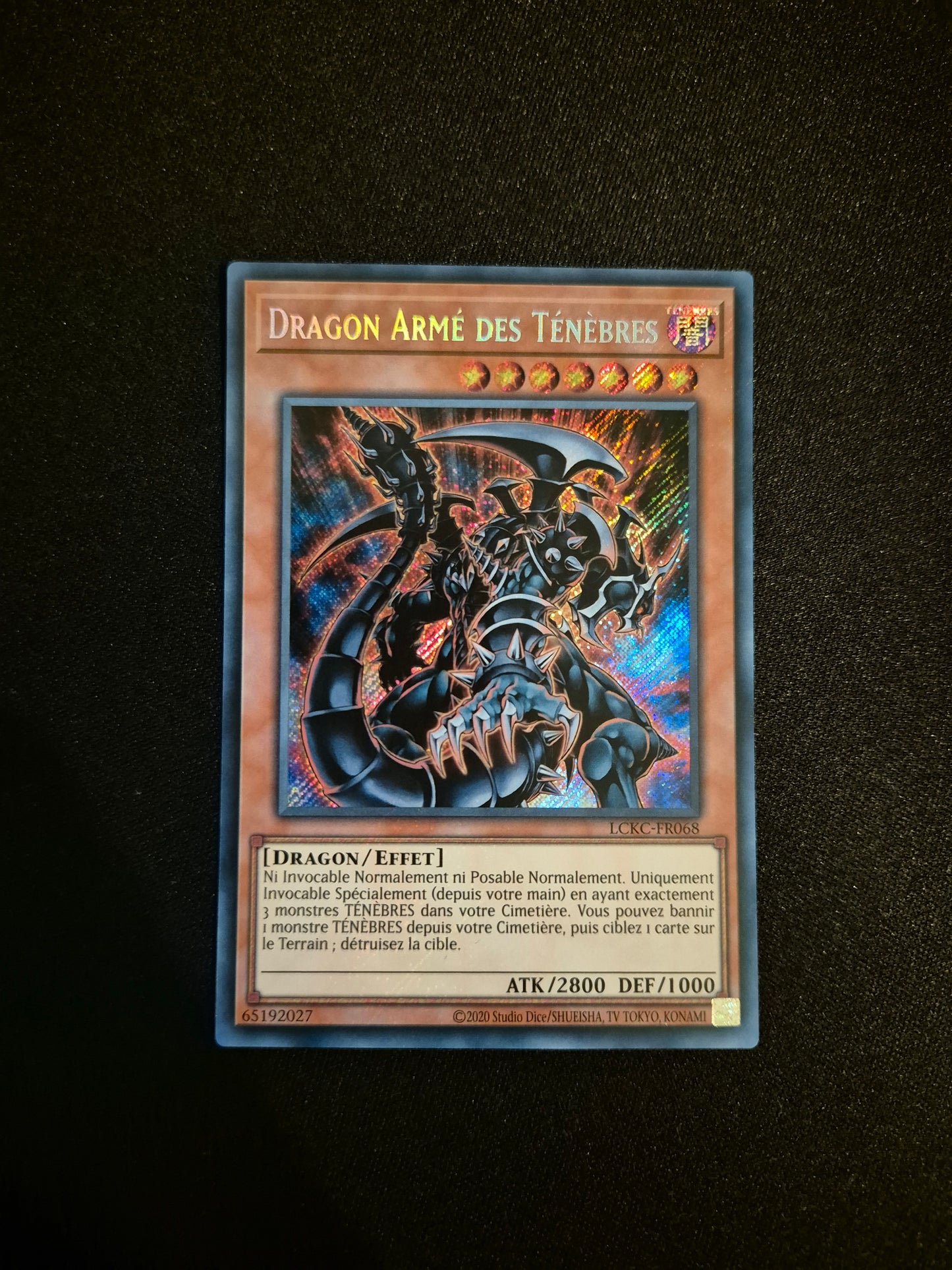 Carte Yu-Gi-Oh! Dragon Armé des Ténèbres Secret Rare LCKC-FR068