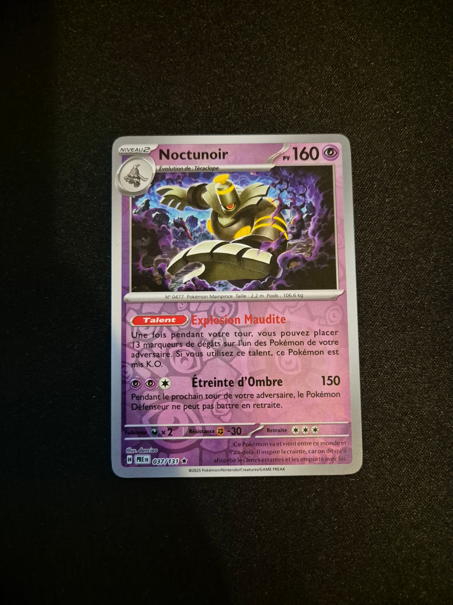 Carte Pokémon Noctunoir Reverse 037/131 EV8.5 Évolutions Prismatiques
