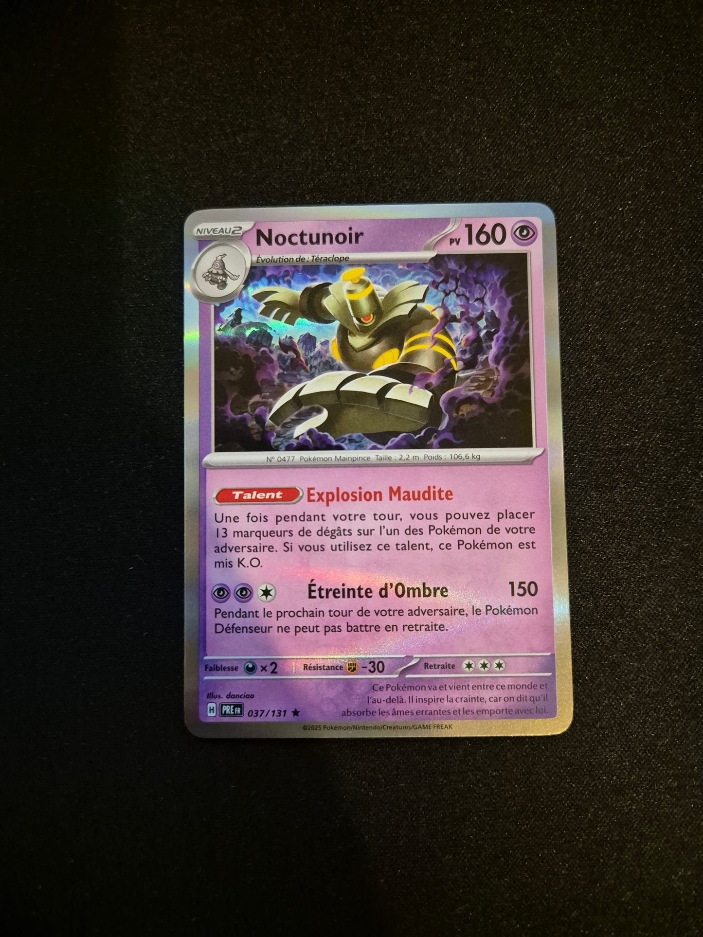 Carte Pokémon Noctunoir Holo 037/131 EV8.5 Évolutions Prismatiques