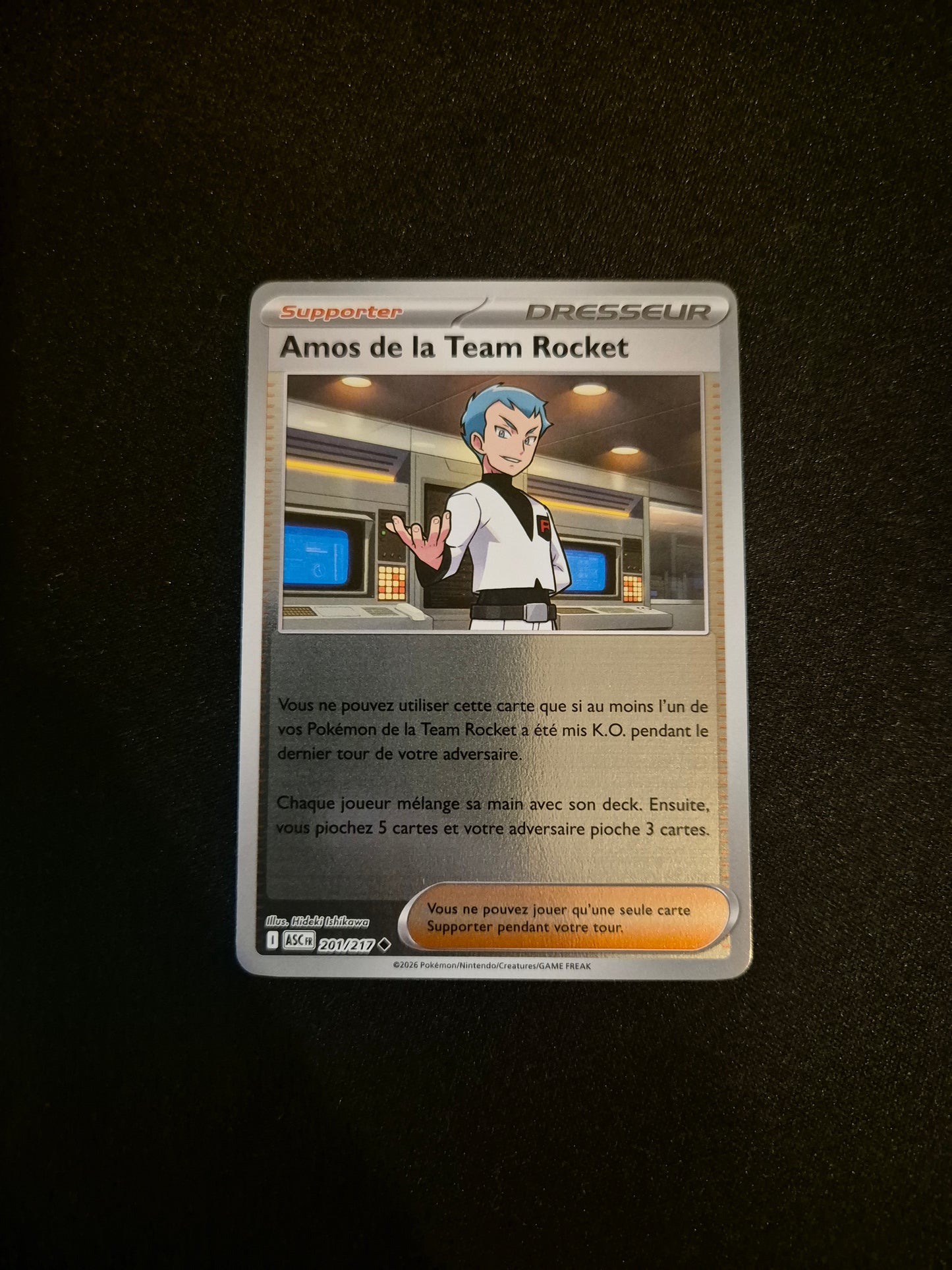 Carte Pokémon Amos de la Team Rocket Reverse 201/217 ME2.5 Héros Transcendants.