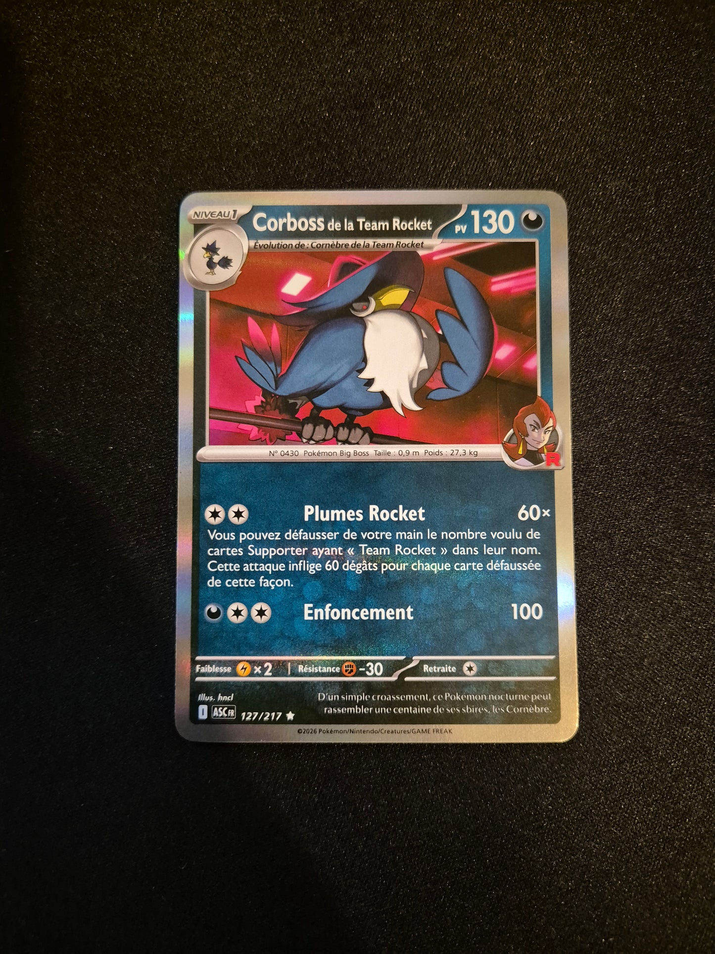 Carte Pokémon Corboss Holo 127/217 ME2.5 Héros Transcendants