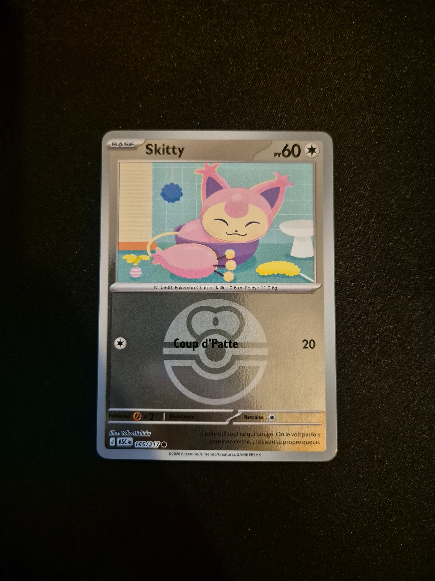 Carte Pokémon Skitty Reverse Pokéball 165/217 ME2.5 Héros Transcendants