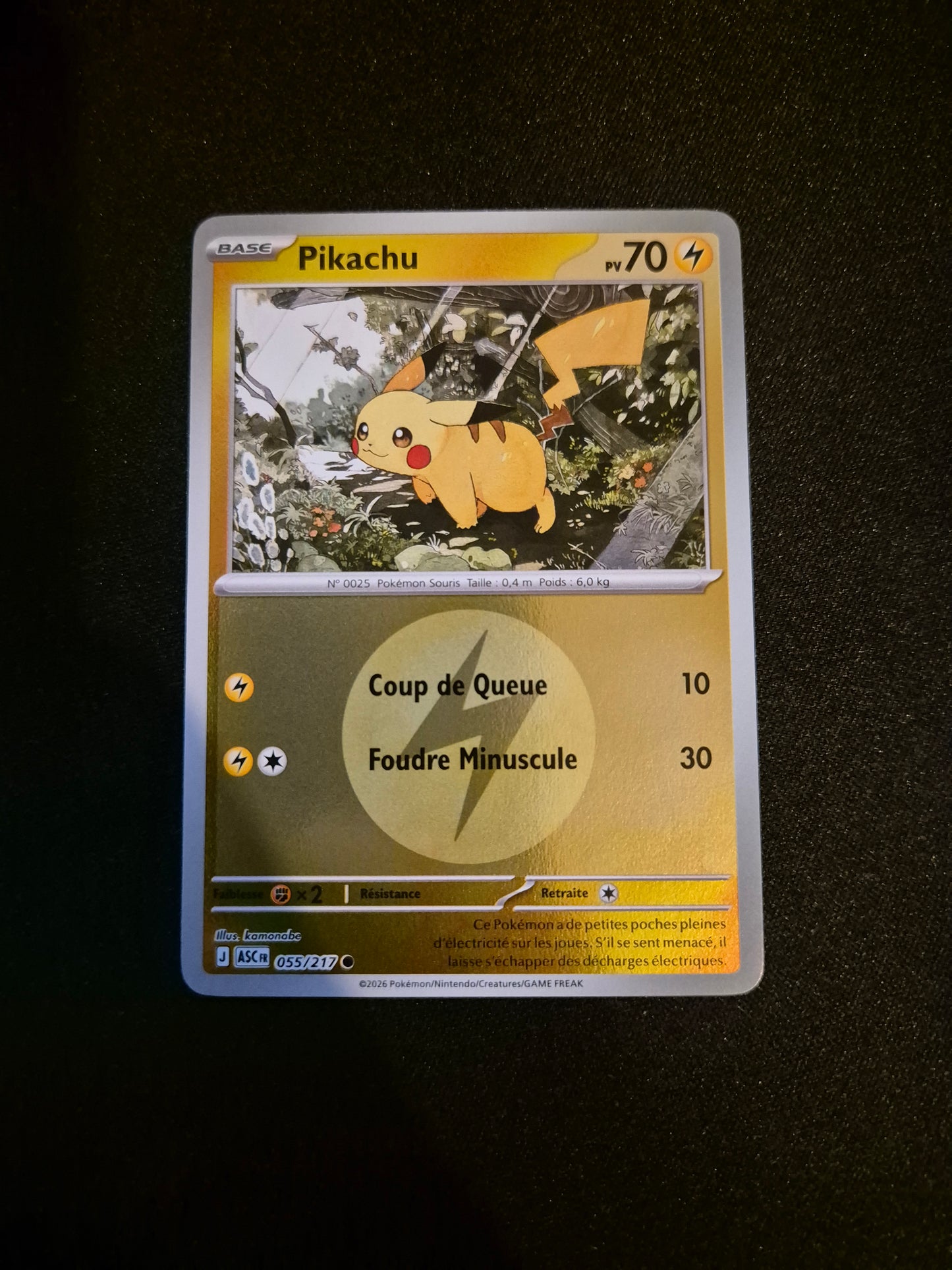 Carte Pokémon Pikachu Reverse Energie 055/217 ME2.5 Héros Transcendants