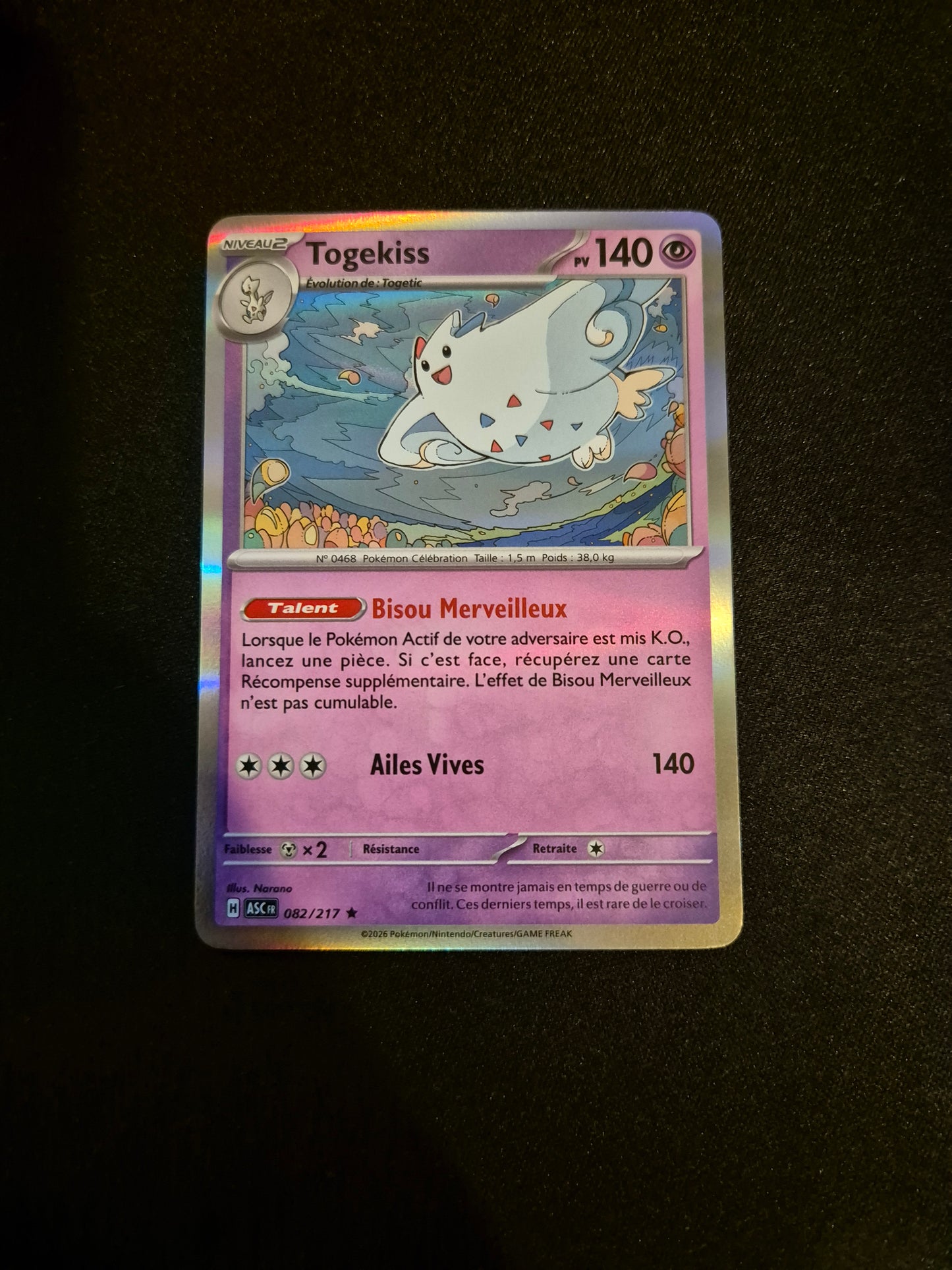 Carte Pokémon Togekiss Holo 082/217 ME2.5 Héros Transcendants