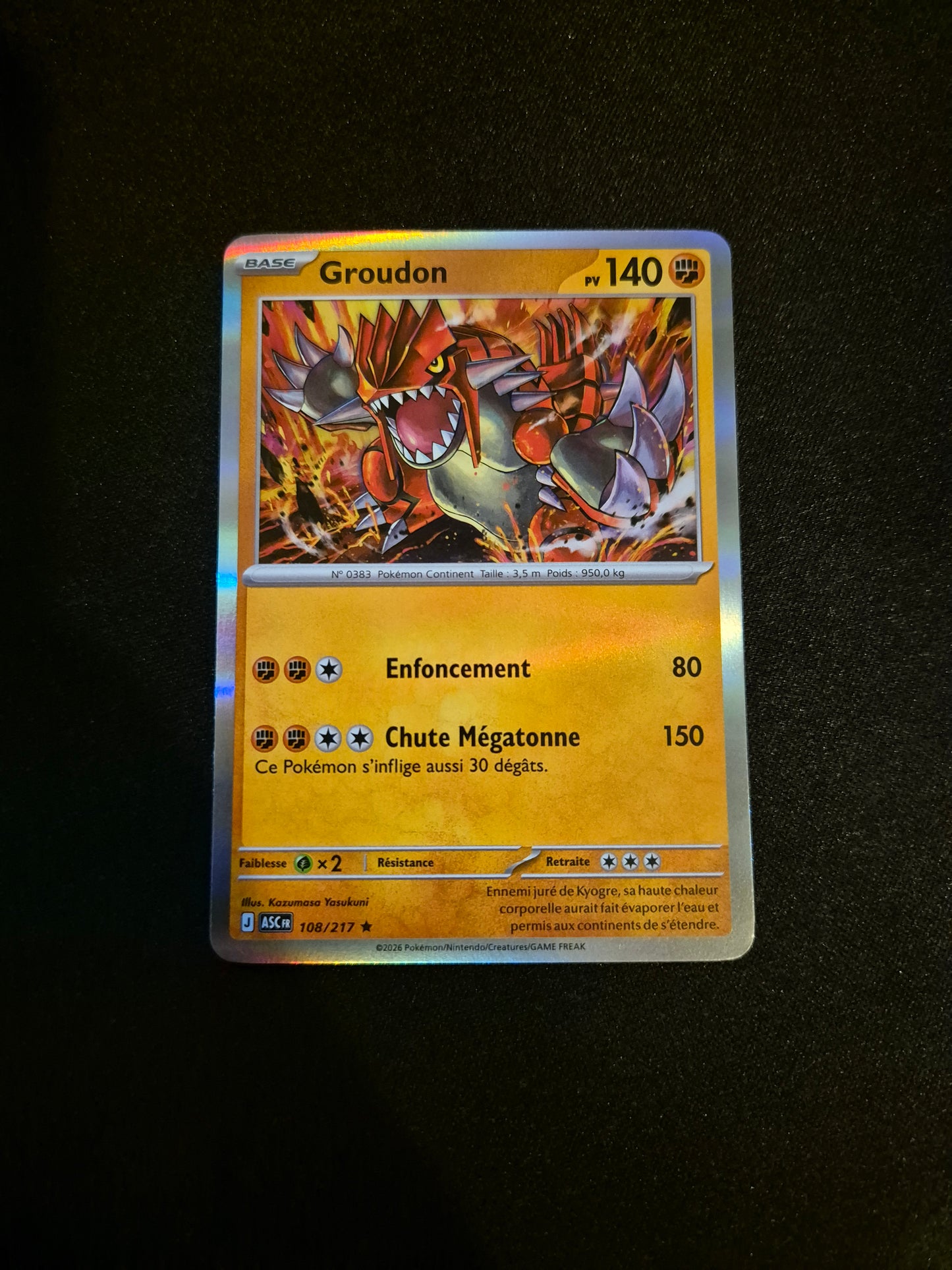 Carte Pokémon Groudon Holo 108/217 ME2.5 Héros Transcendants