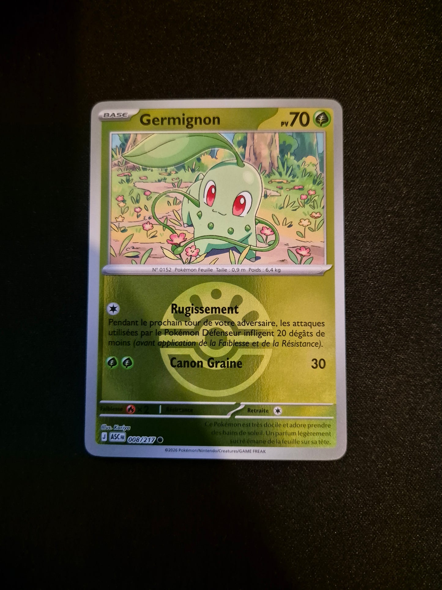Carte Pokémon Germignon Reverse Pokéball 008/217 ME2.5 Héros Transcendants