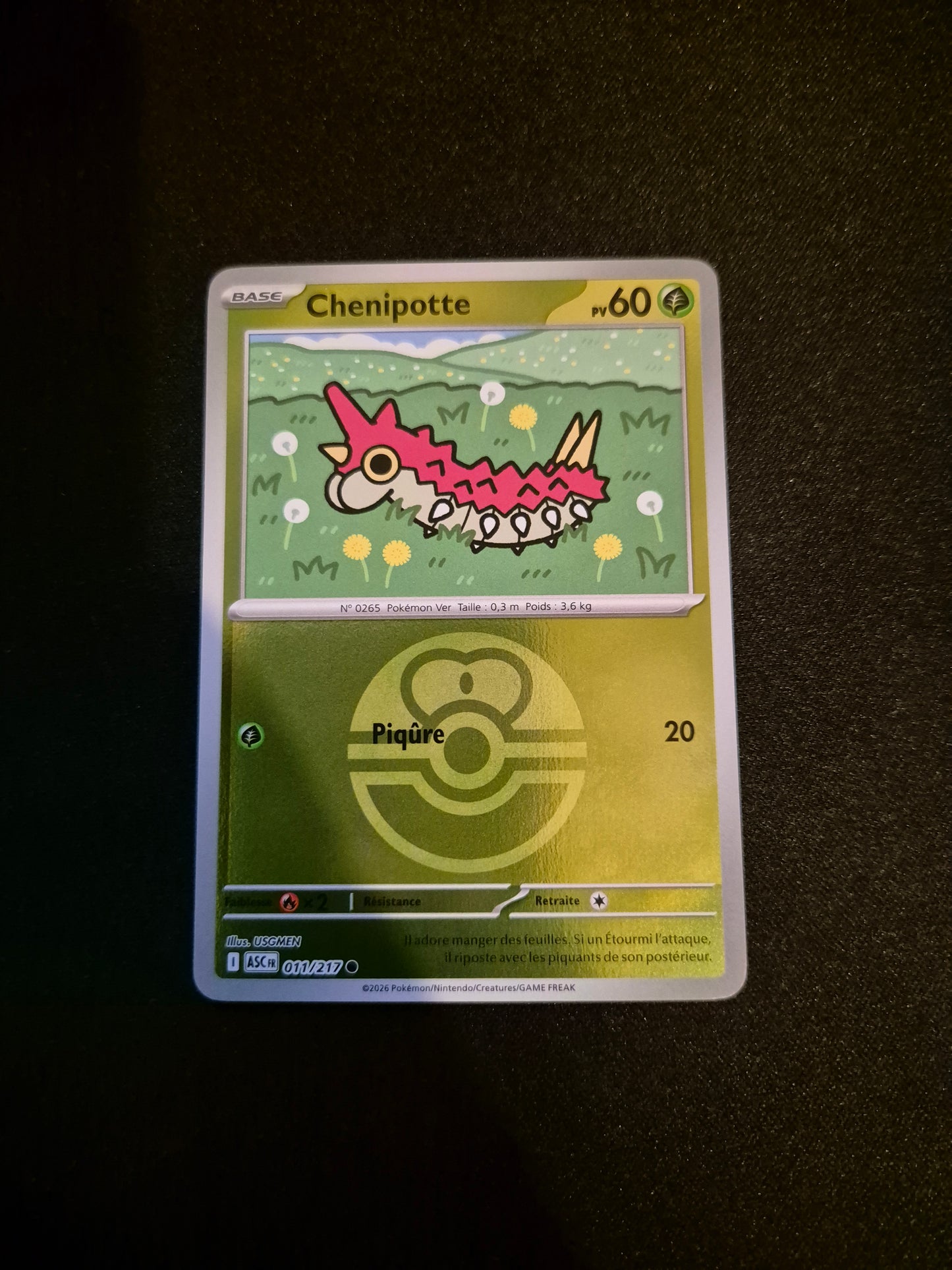 Carte Pokémon Chenipotte Reverse Pokéball 011/217 ME2.5 Héros Transcendants