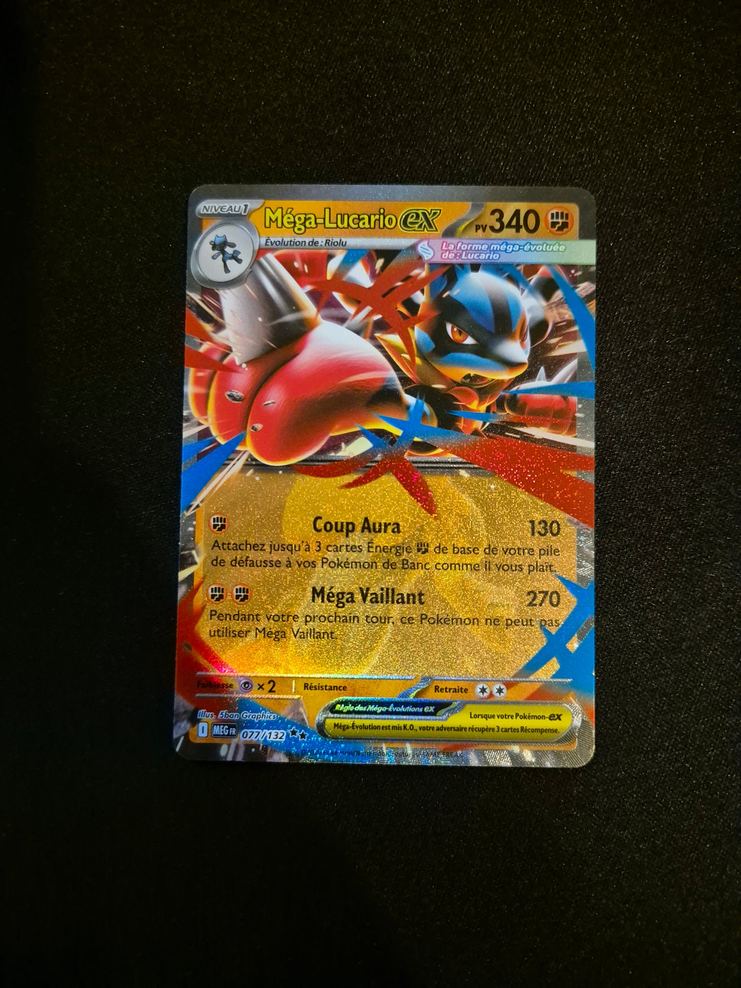 Carte Pokémon Méga-Lucario EX 077/132 ME01 Méga-Évolution