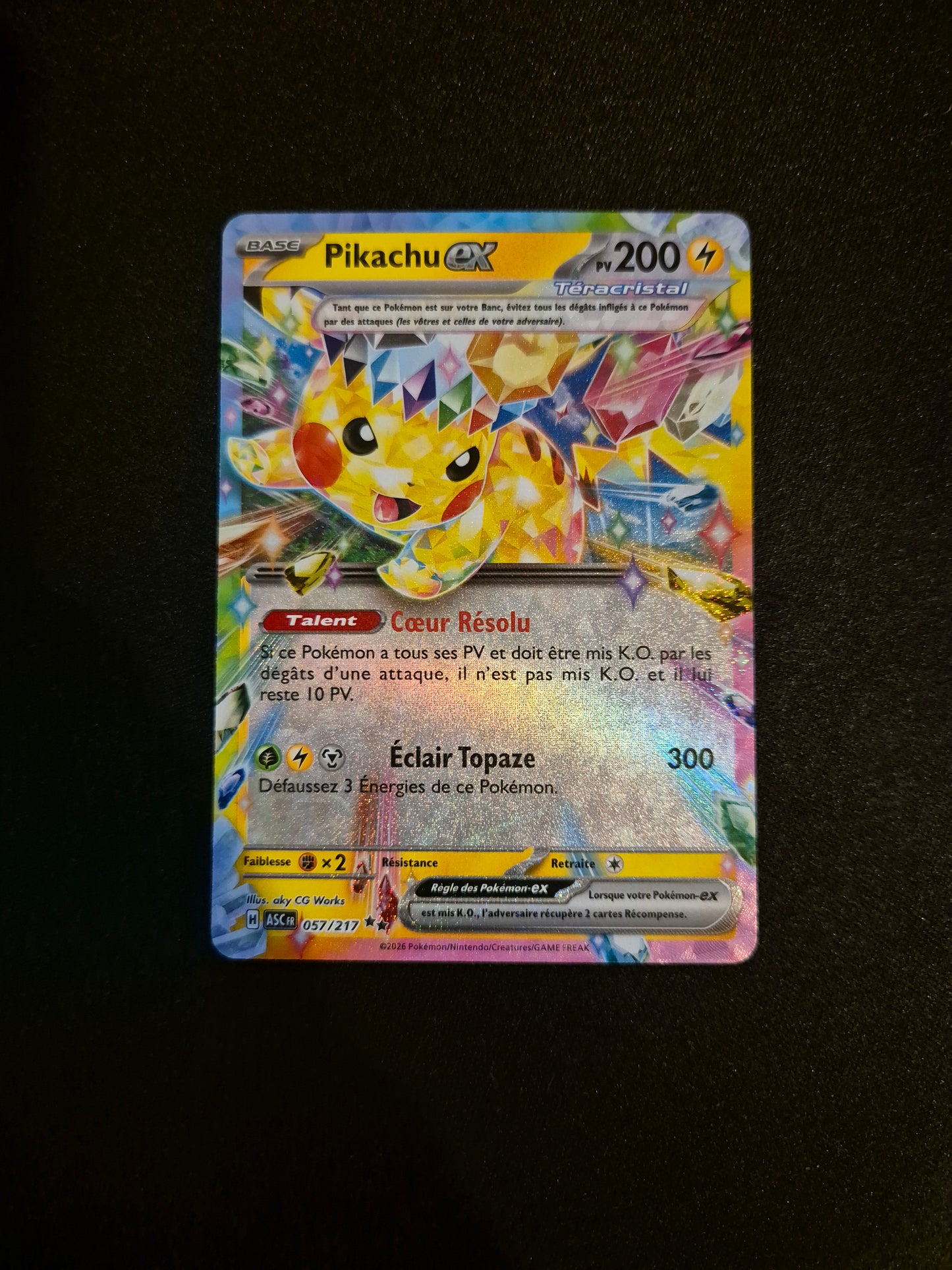 Carte Pokémon Pikachu EX 057/217 ME2.5 Héros Transcendants